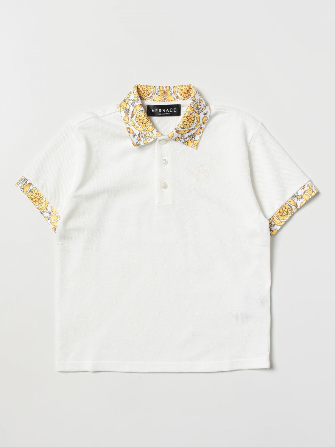 Op de kop van Conform metgezel YOUNG VERSACE: polo shirt for boys - White | Young Versace polo shirt  10001261A02448 online on GIGLIO.COM