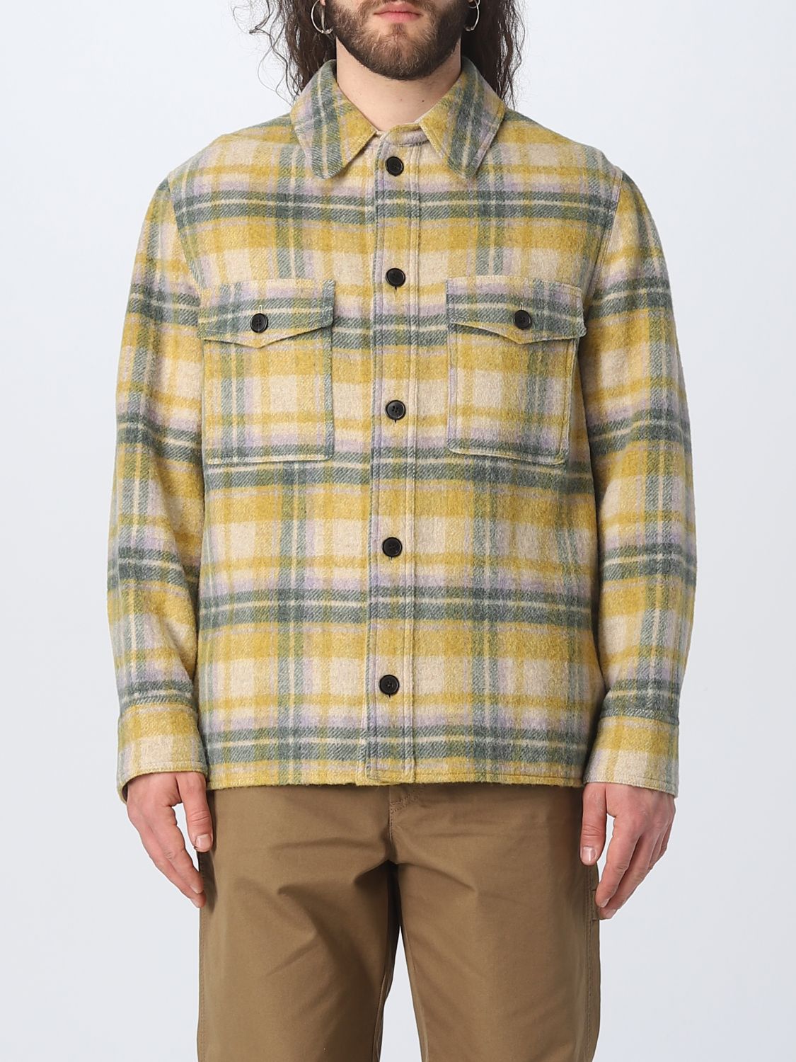 Isabel Marant Gervon Checked Buttoned Jacket In Yellow