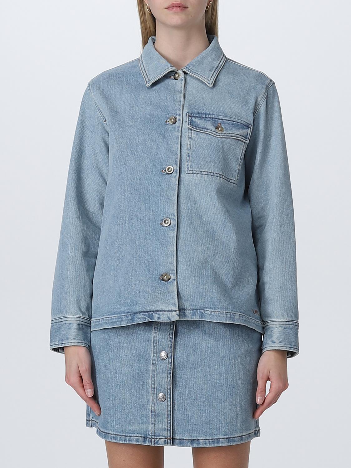 Apc A.p.c. Janice Buttoned Denim Jacket In Indigo
