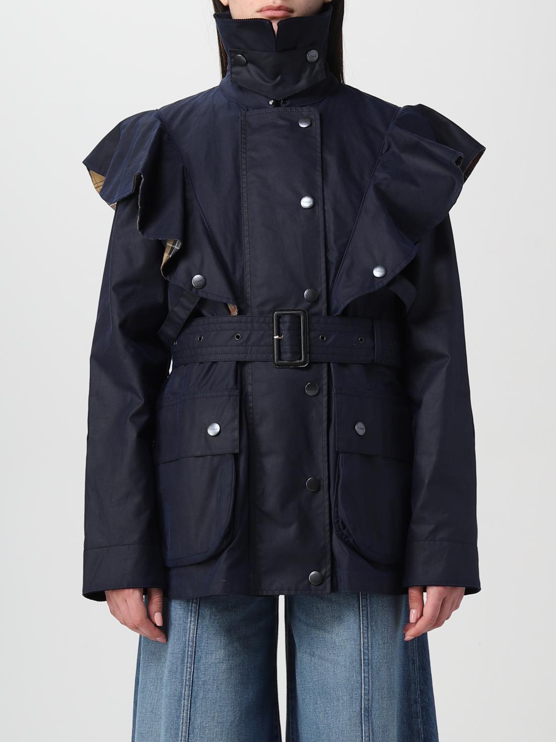 Chloé X Barbour Corduroy-trimmed Waxed-cotton Jacket In Blue