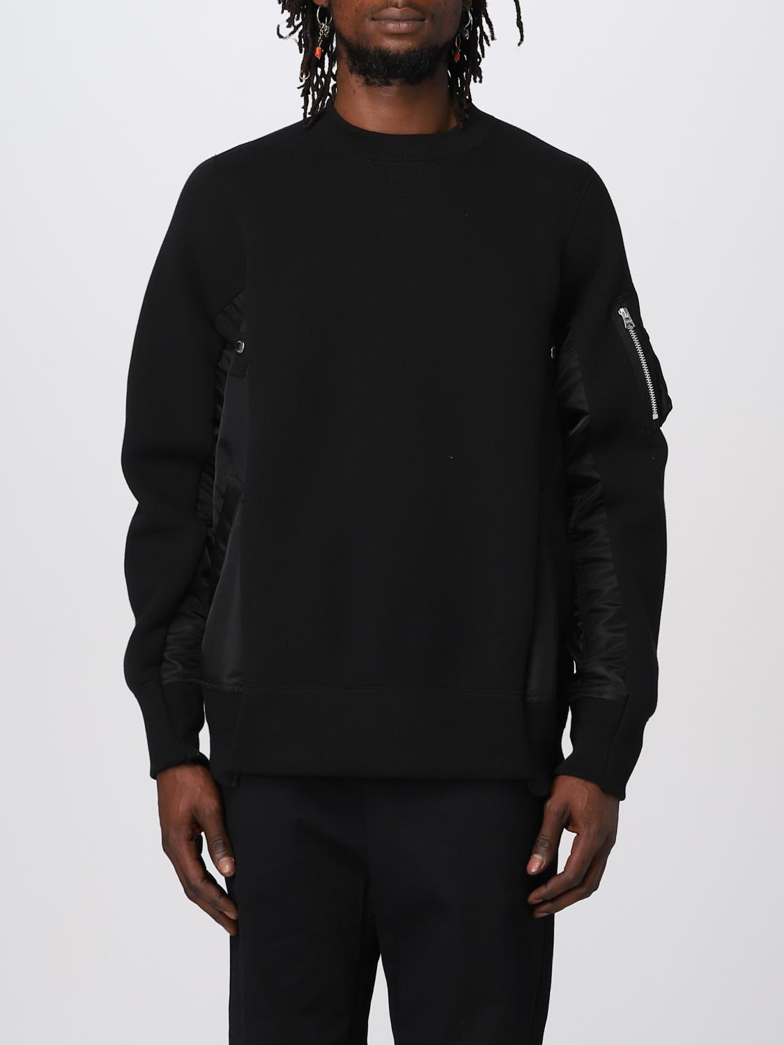 Sacai Sponge Panelled Twill Sweatshirt In Black