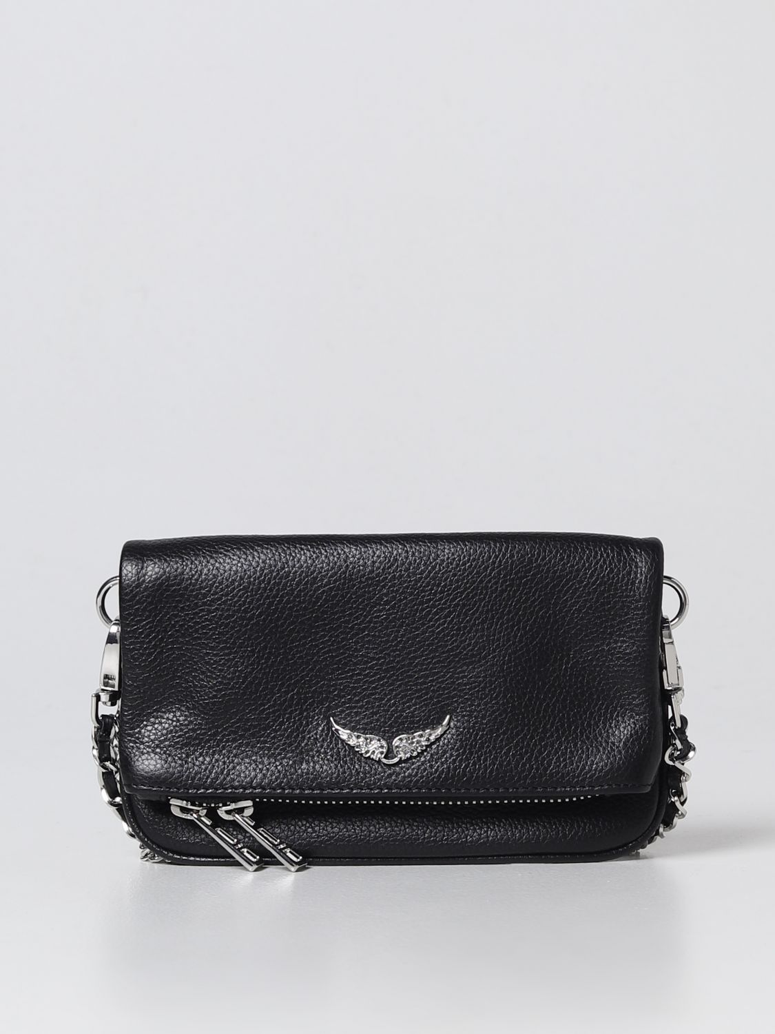 NWT Zadig & Voltaire Grained Leather Nano Rock Stud Clutch Crossbody  Handbag