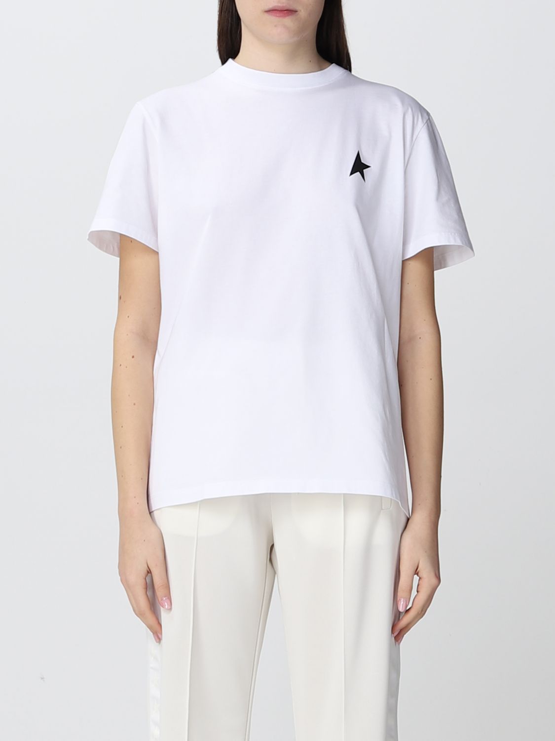 GOLDEN GOOSE T-SHIRT WITH CONTRASTING LOGO,D85909001