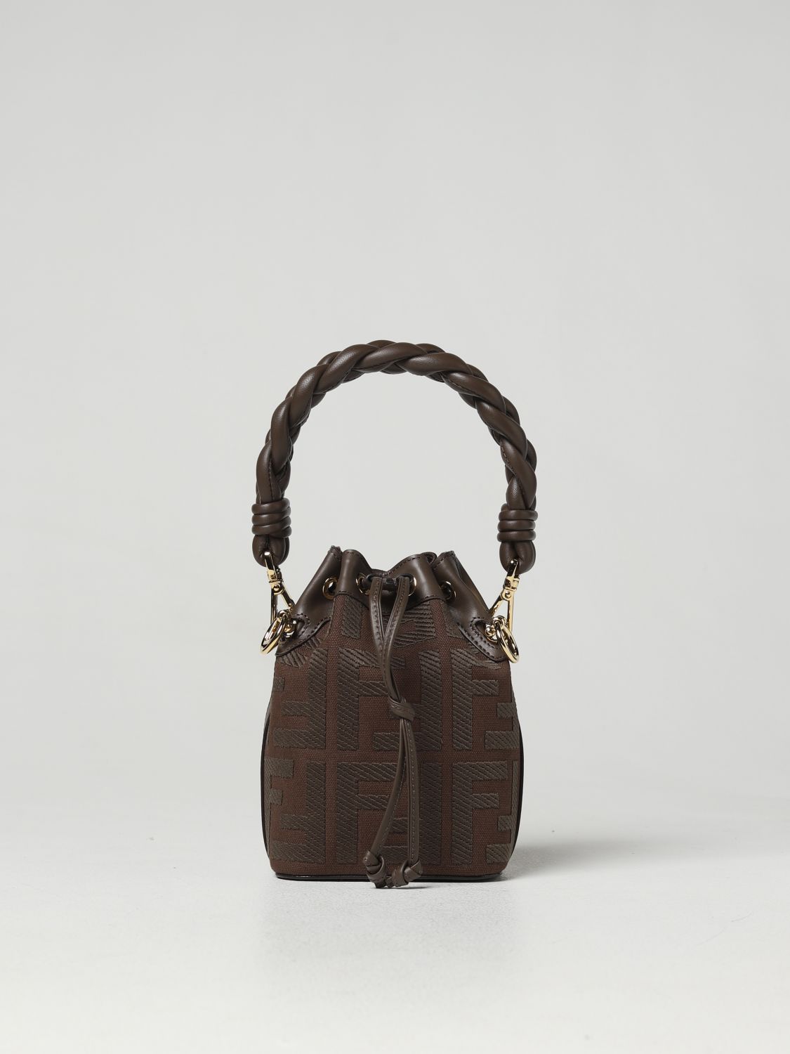 FENDI: Mon Tresor canvas and leather bag - Brown