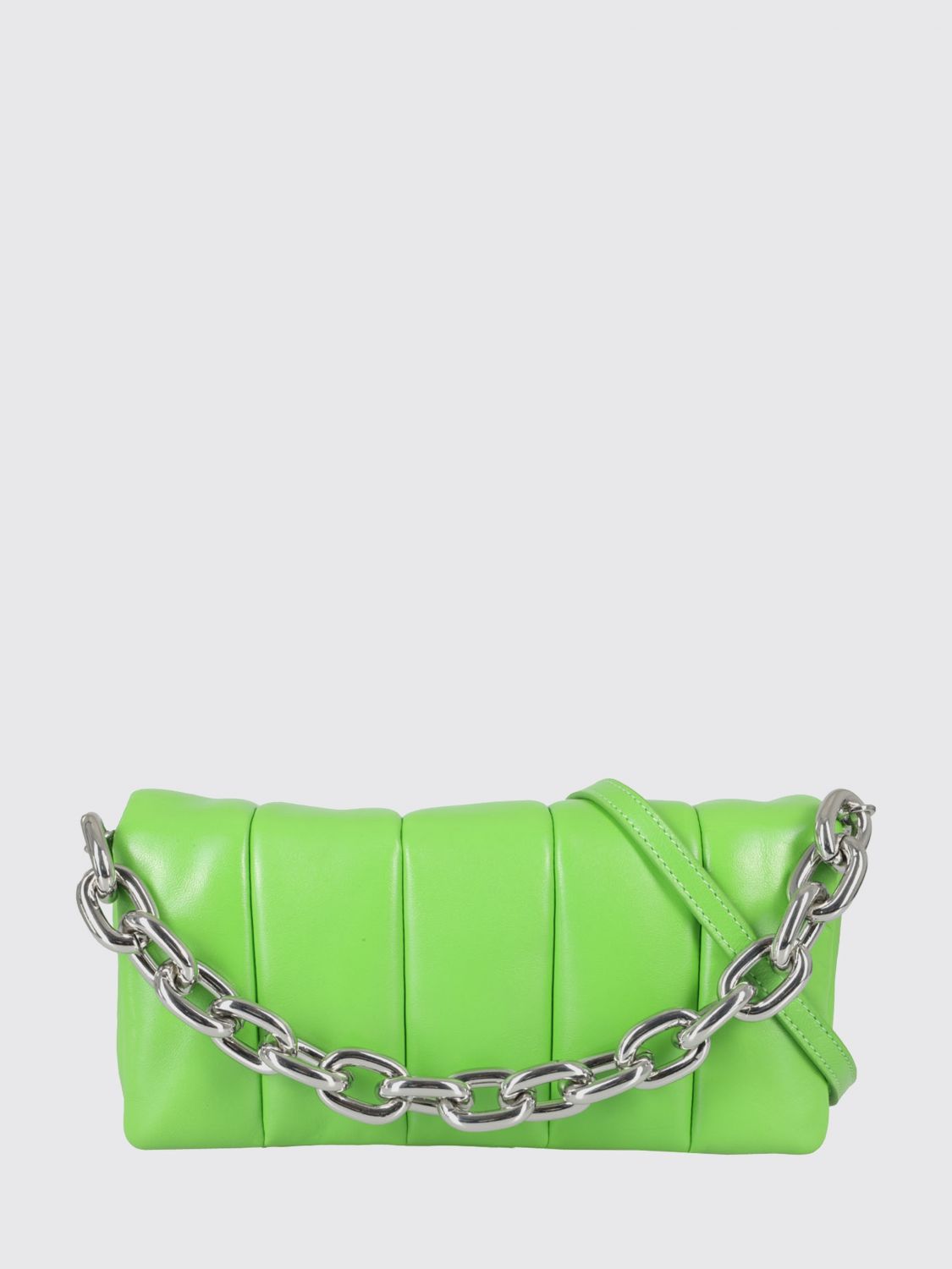 Stand Studio Rectangular Green Lamb Leather Panel Bag In Green