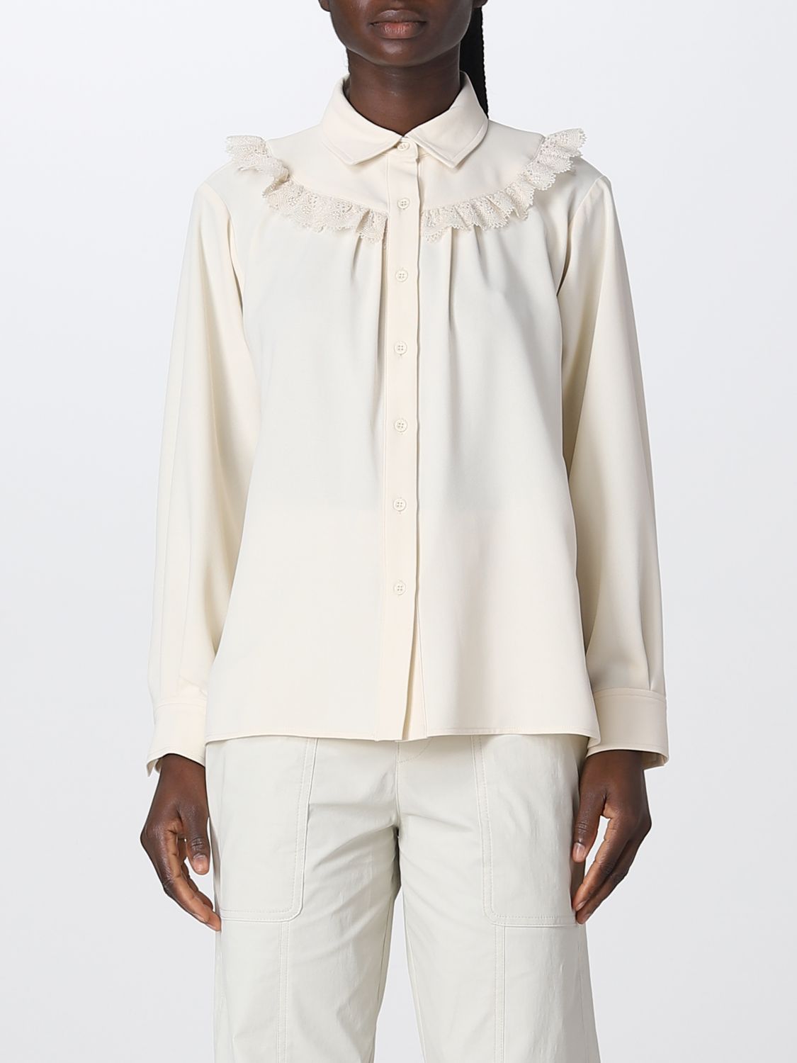 SEE BY CHLOÉ SHIRT WITH LACE INSERT,D86450001