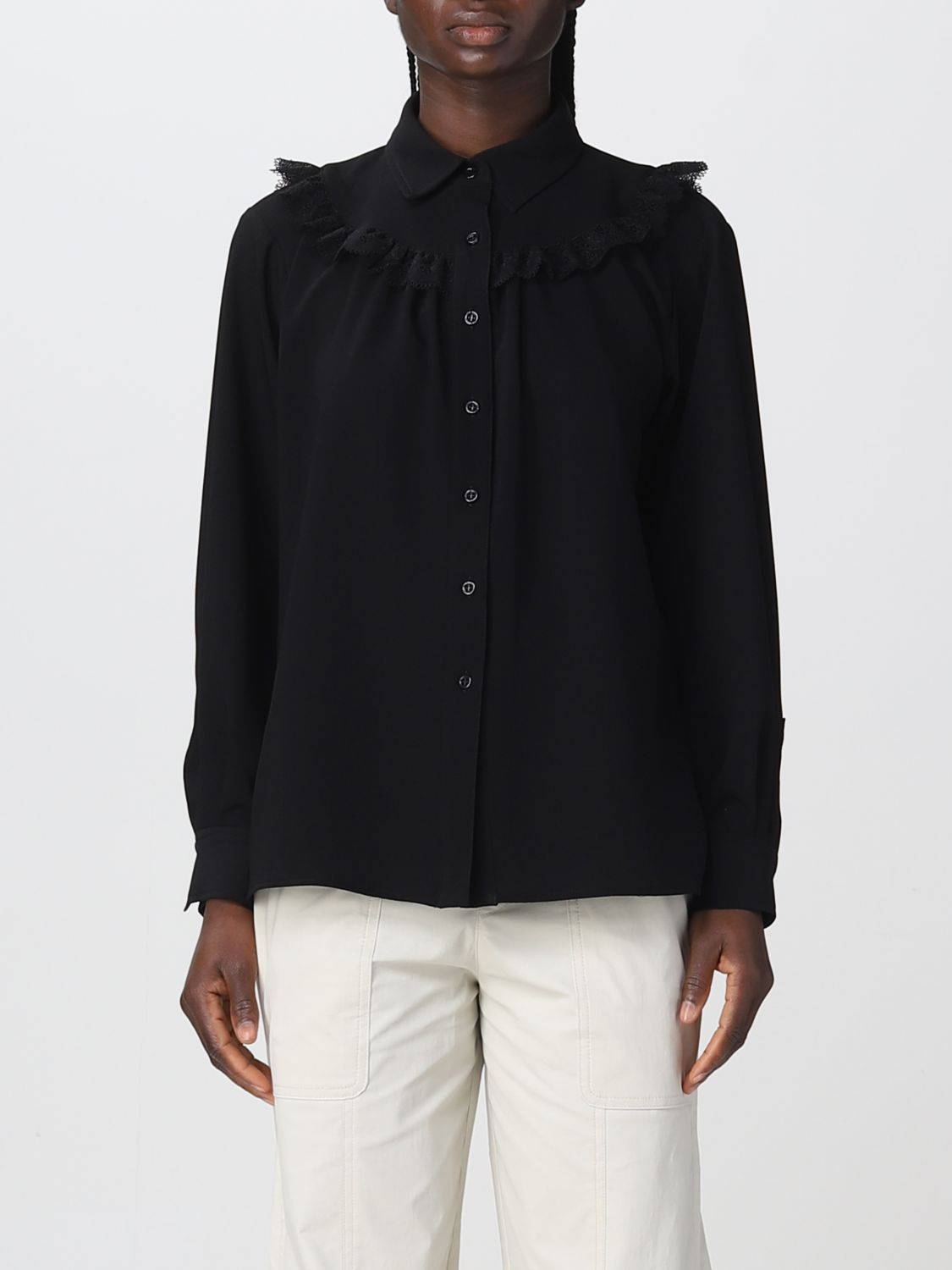 See By Chloé Shirt With Lace Insert In Black