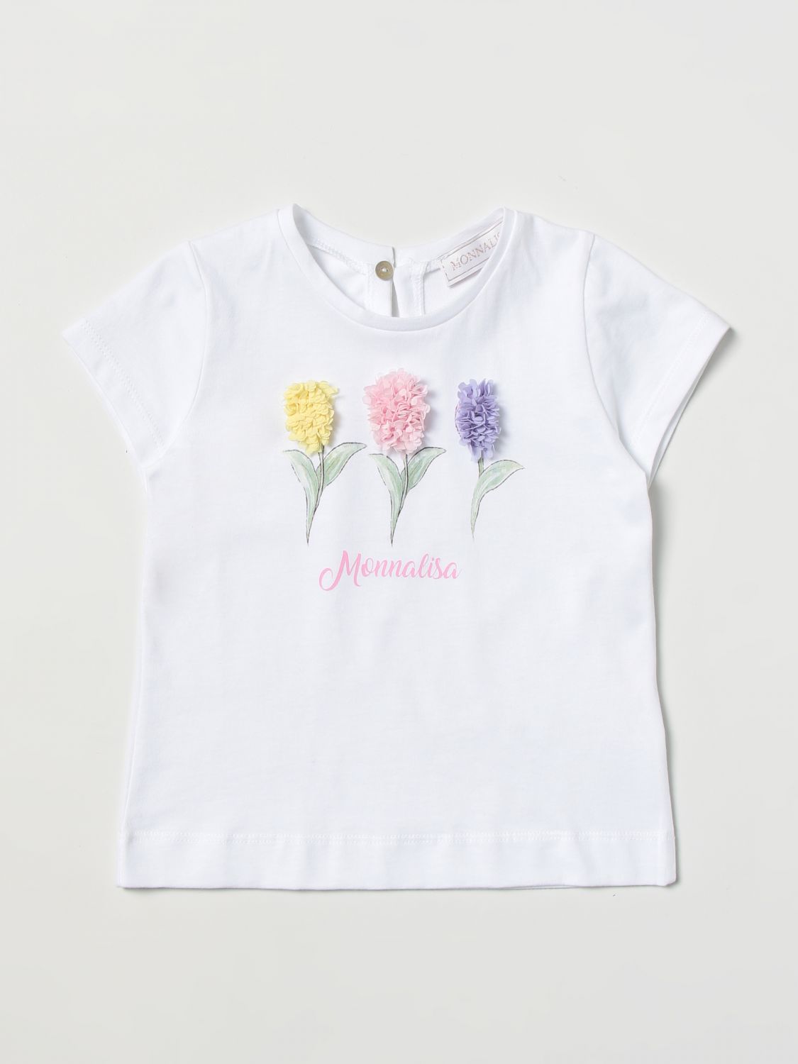 Monnalisa Babies' Floral-appliqué Cotton T-shirt In White