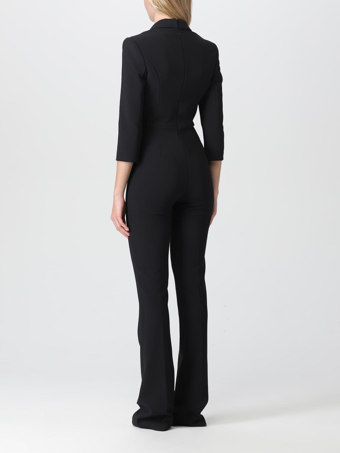 ELISABETTA FRANCHI: Tuta in doppio crepe elasticizzato - Nero | Tuta ...