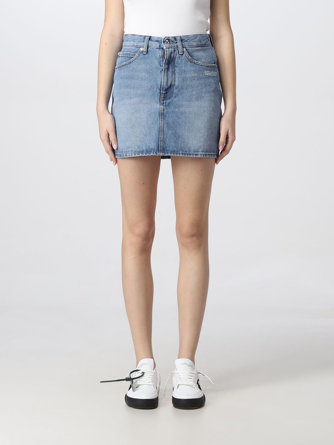 OFF-WHITE: skirt for woman - Blue | Off-White skirt OWYF005C99DEN006 ...