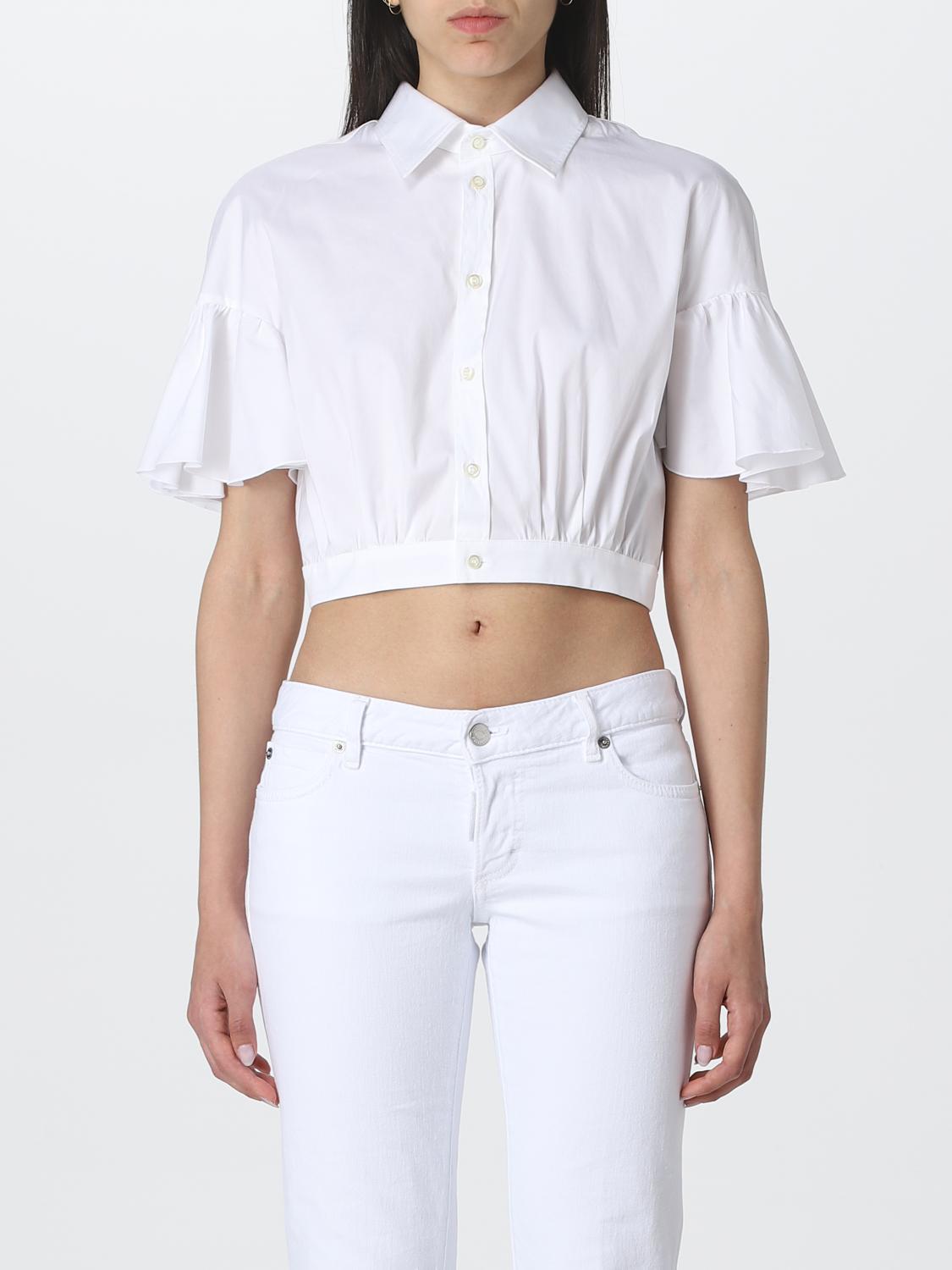 Dsquared2 Flared-sleeve Cropped Shirt In White
