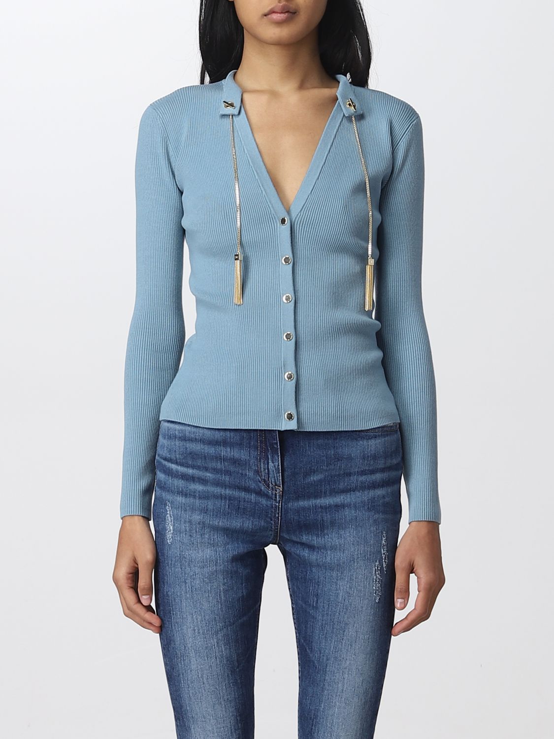 ELISABETTA FRANCHI: cardigan in silk blend - Dust | Elisabetta