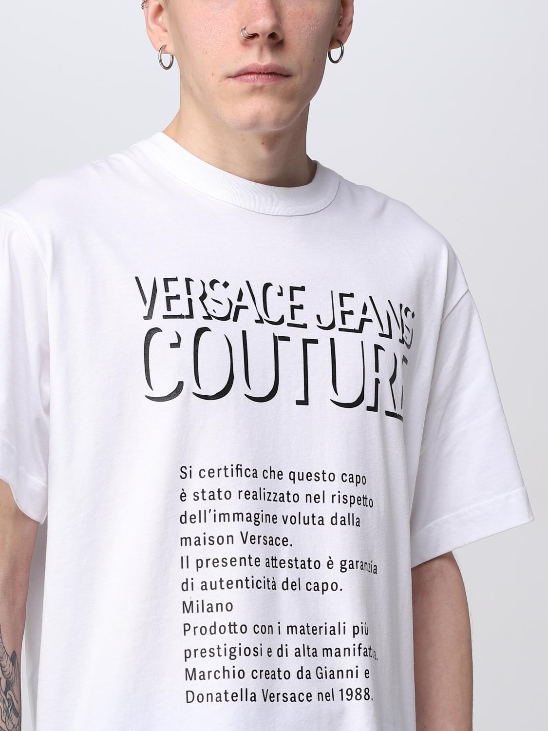 Versace Jeans Couture Outlet: T-shirt with V logo print - White  Versace  Jeans Couture t-shirt 74GAHF01CJ00F online at