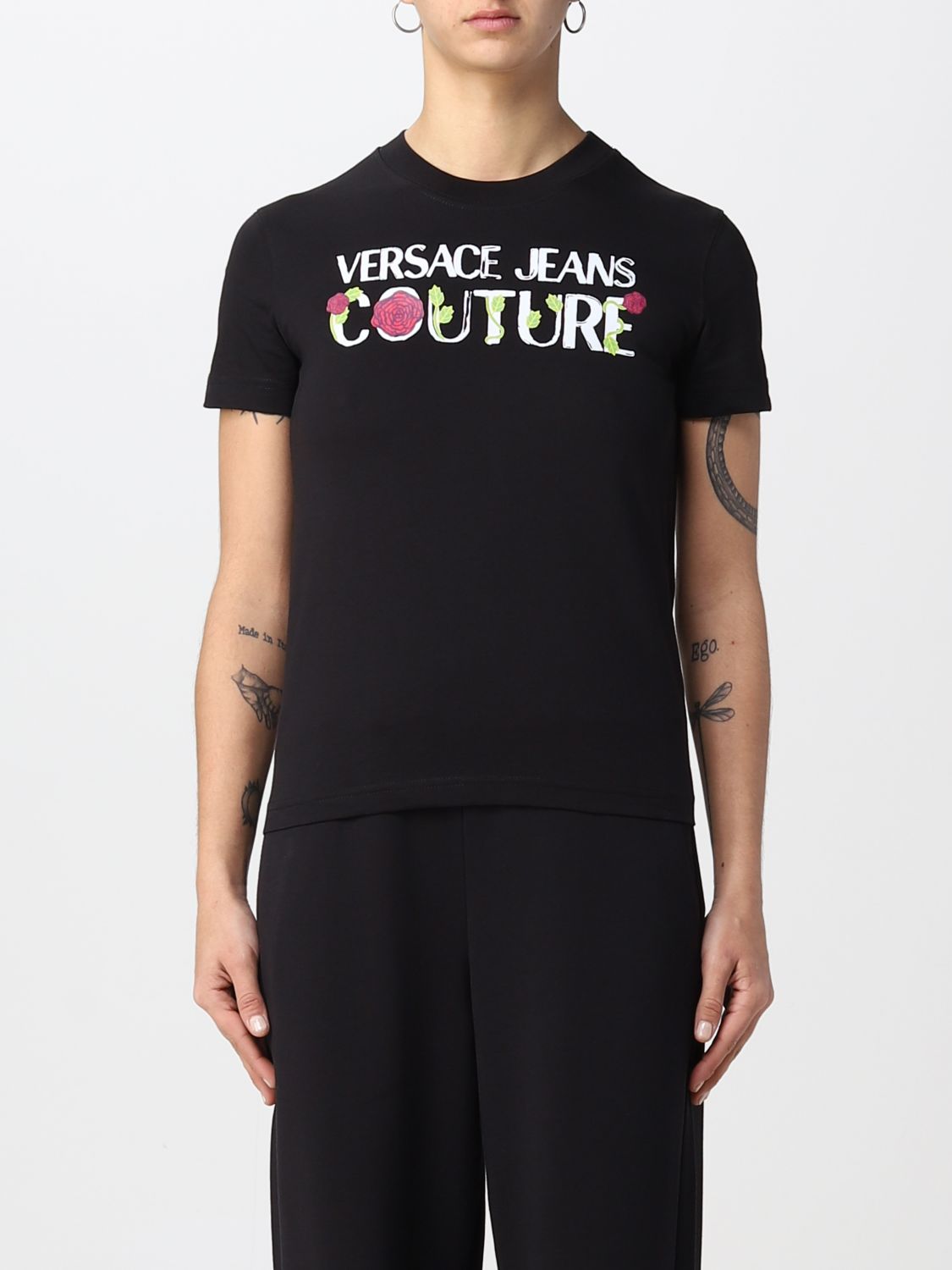 VERSACE JEANS COUTURE T恤 VERSACE JEANS COUTURE 女士 颜色 黑色,D87669002