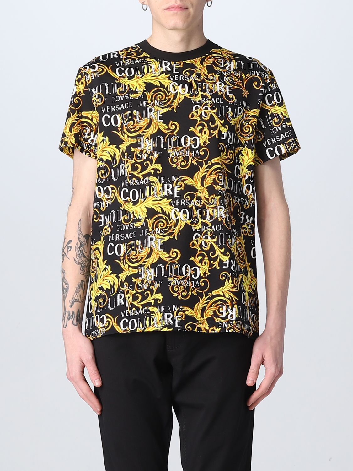 VERSACE JEANS COUTURE: t-shirt for man - Black | Versace Jeans Couture ...