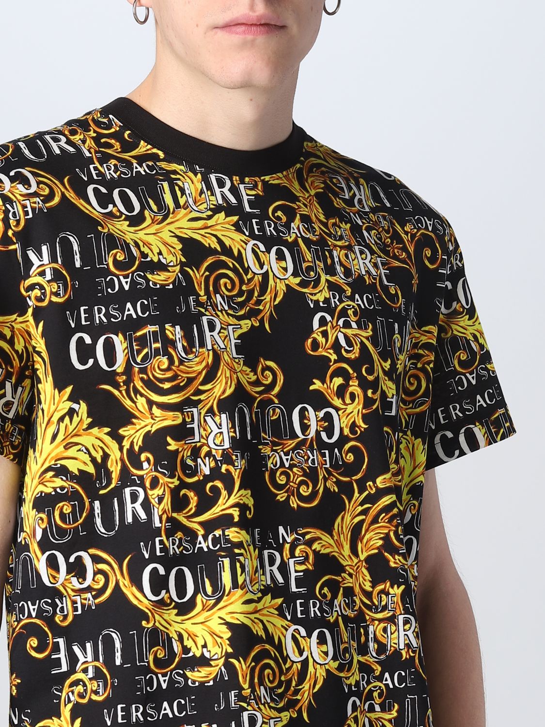 Versace Jeans Couture Baroque Logo Shirt 48 IT at FORZIERI
