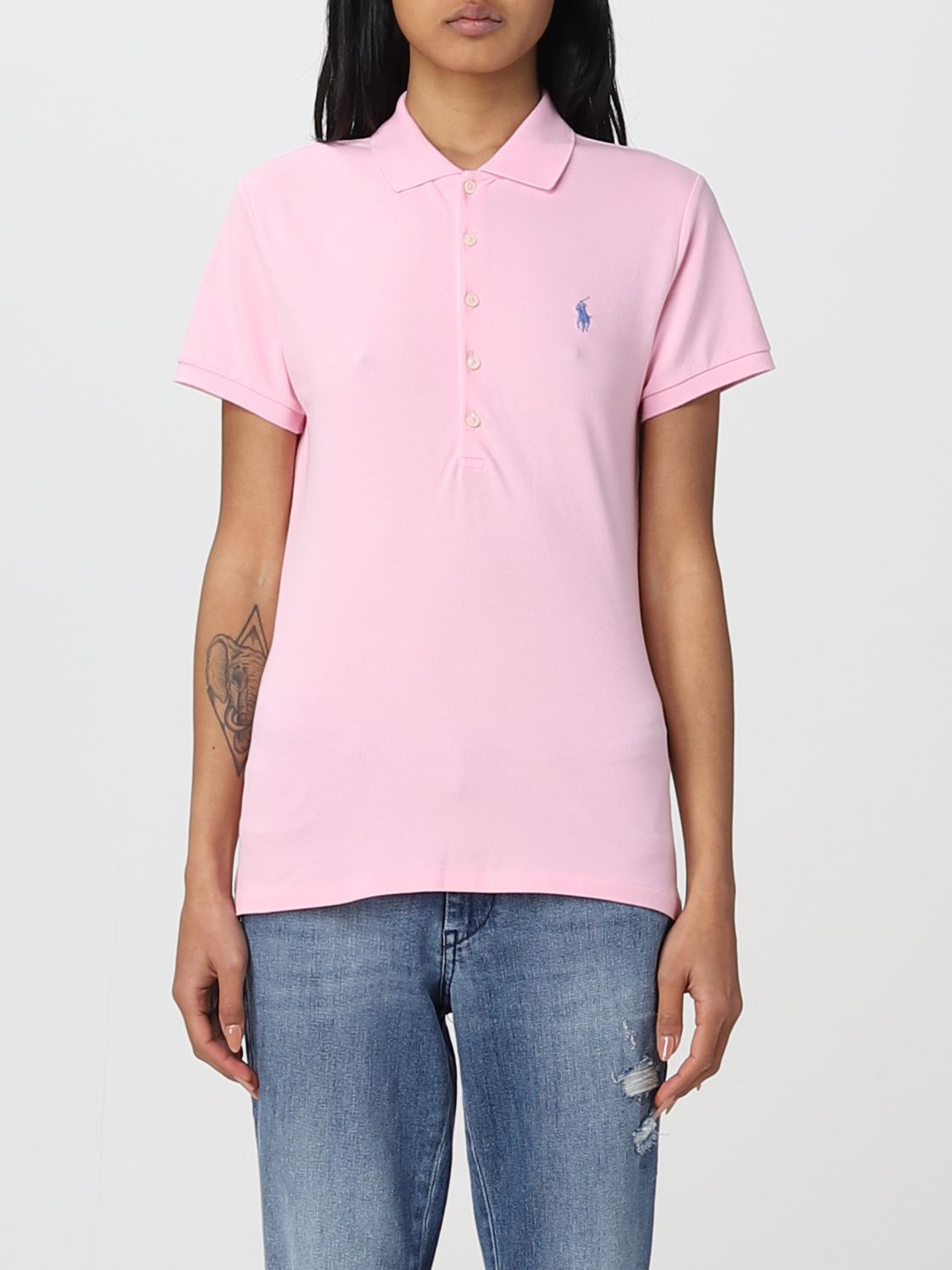 POLO RALPH LAUREN: polo shirt for woman - Baby Pink | Polo Ralph Lauren ...