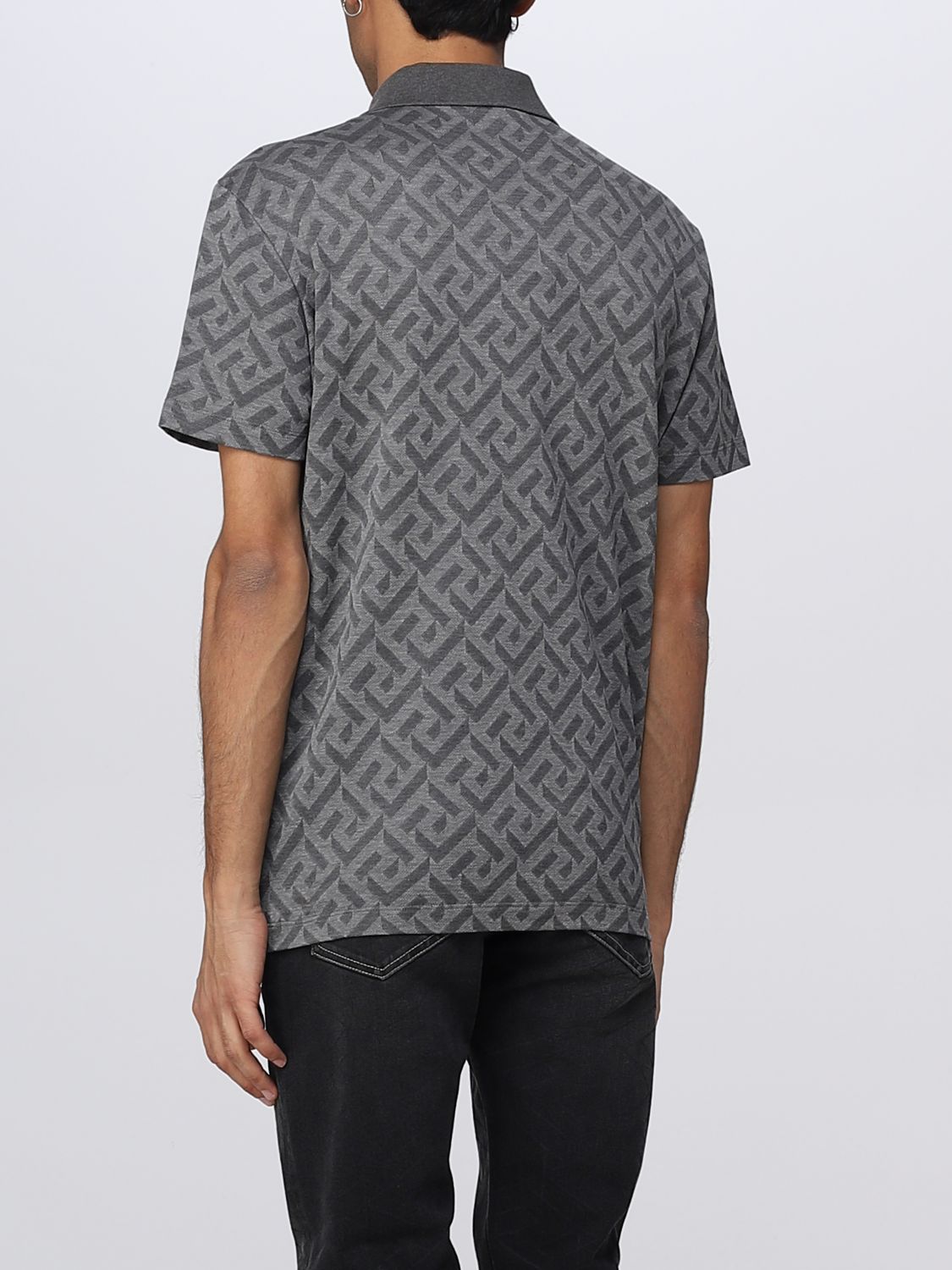 VERSACE: polo shirt for man - Grey | Versace polo shirt 1008500 online ...