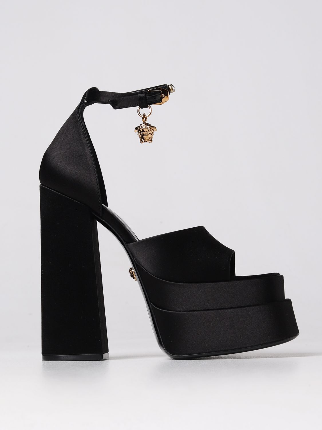 Versace Women's Ankle Strap Platform High Heel Sandals In Black | ModeSens