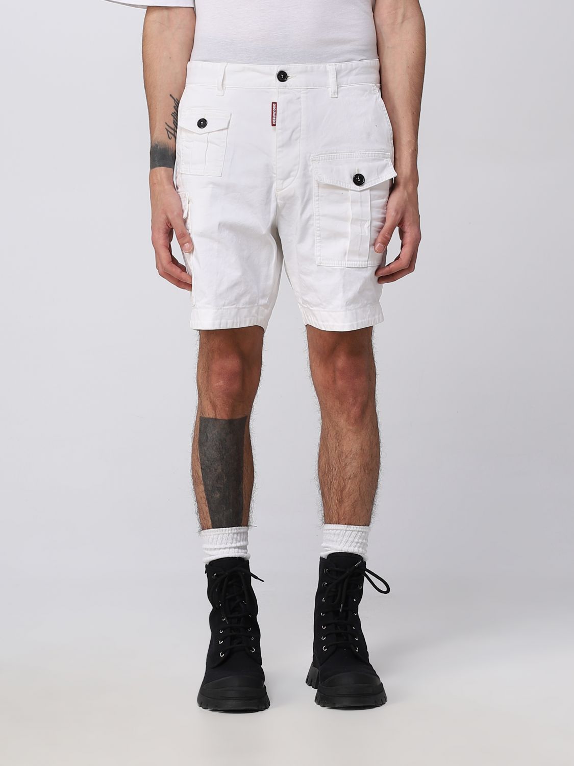 bomba Promover aumento DSQUARED2: Pantalones cortos para hombre, Blanco | Pantalones Cortos  Dsquared2 S74MU0780S39021 en línea en GIGLIO.COM