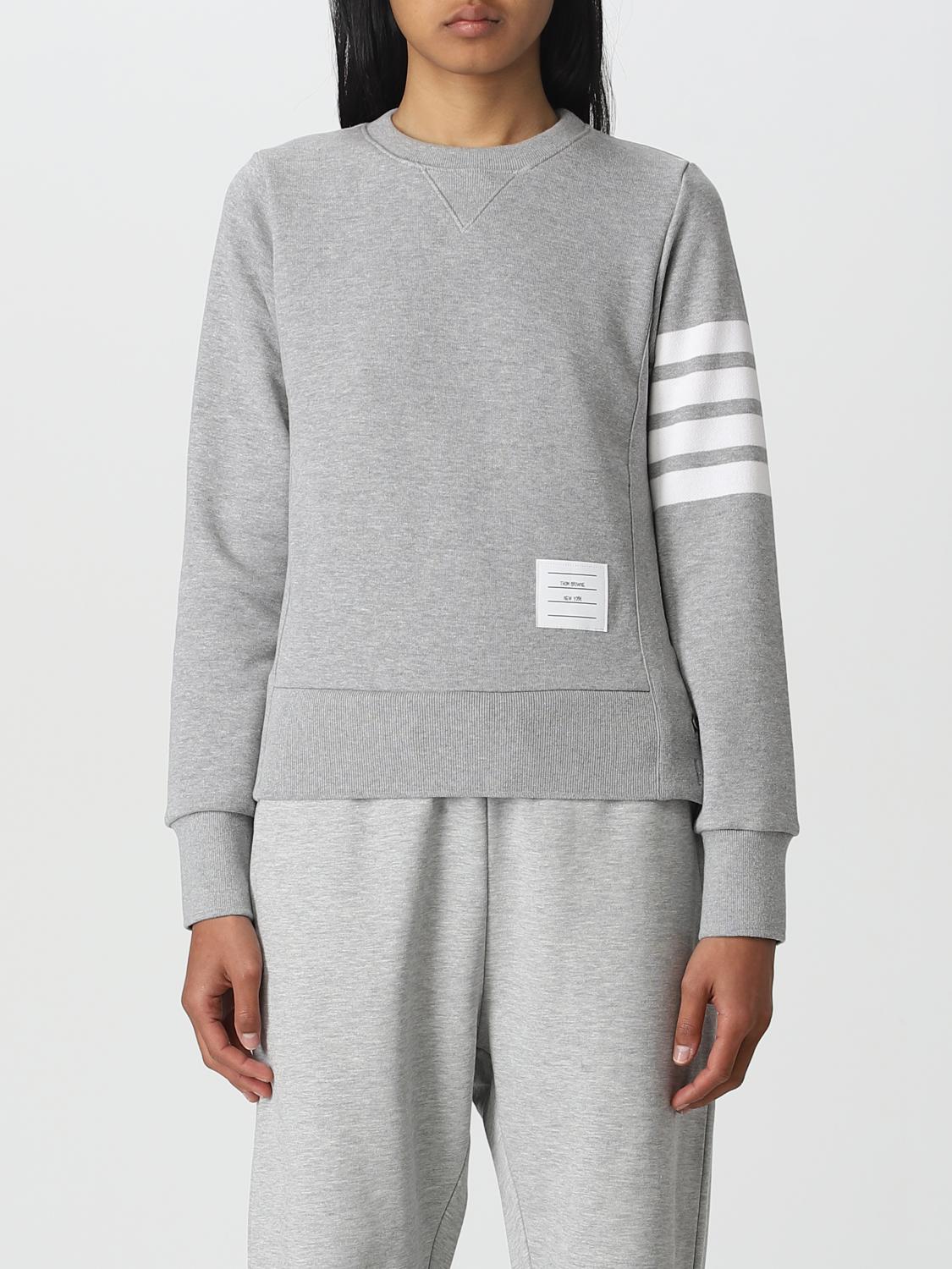 Thom Browne Womens Classic Sweatshirt In Classic Loop With Engineered 4 Bar In Grey