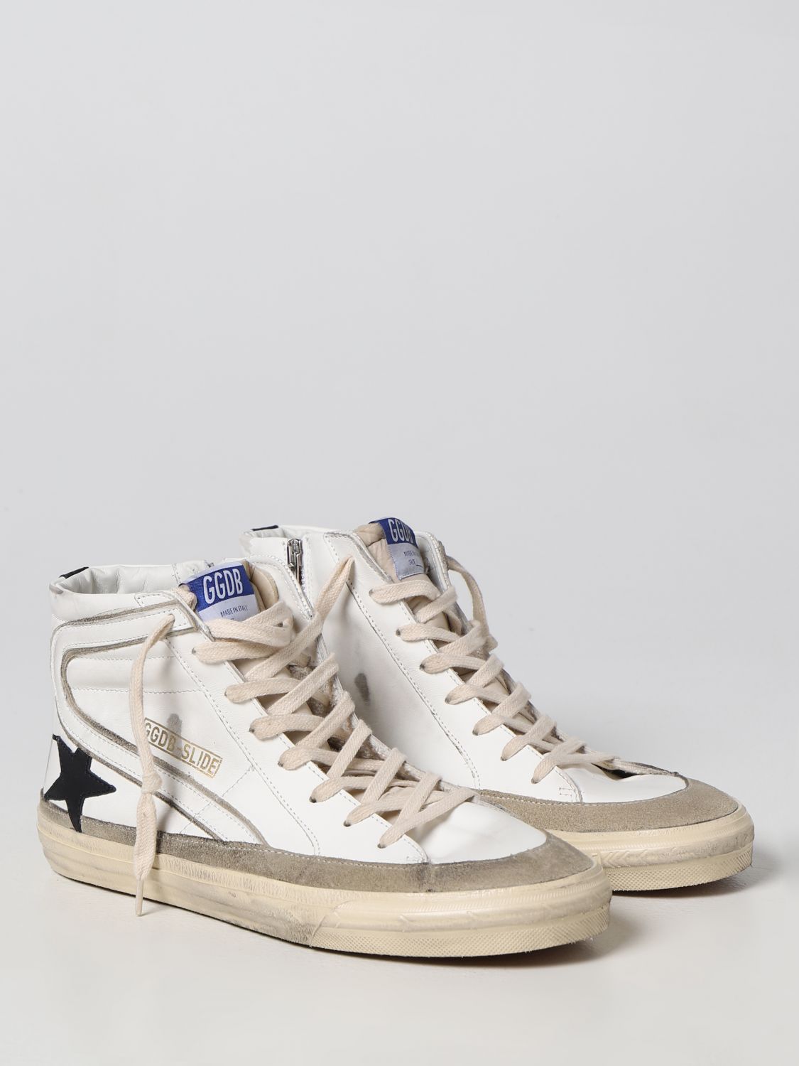 GOLDEN GOOSE: Slide sneakers in leather - | Golden Goose sneakers GMF00369F00325911198 online on GIGLIO.COM