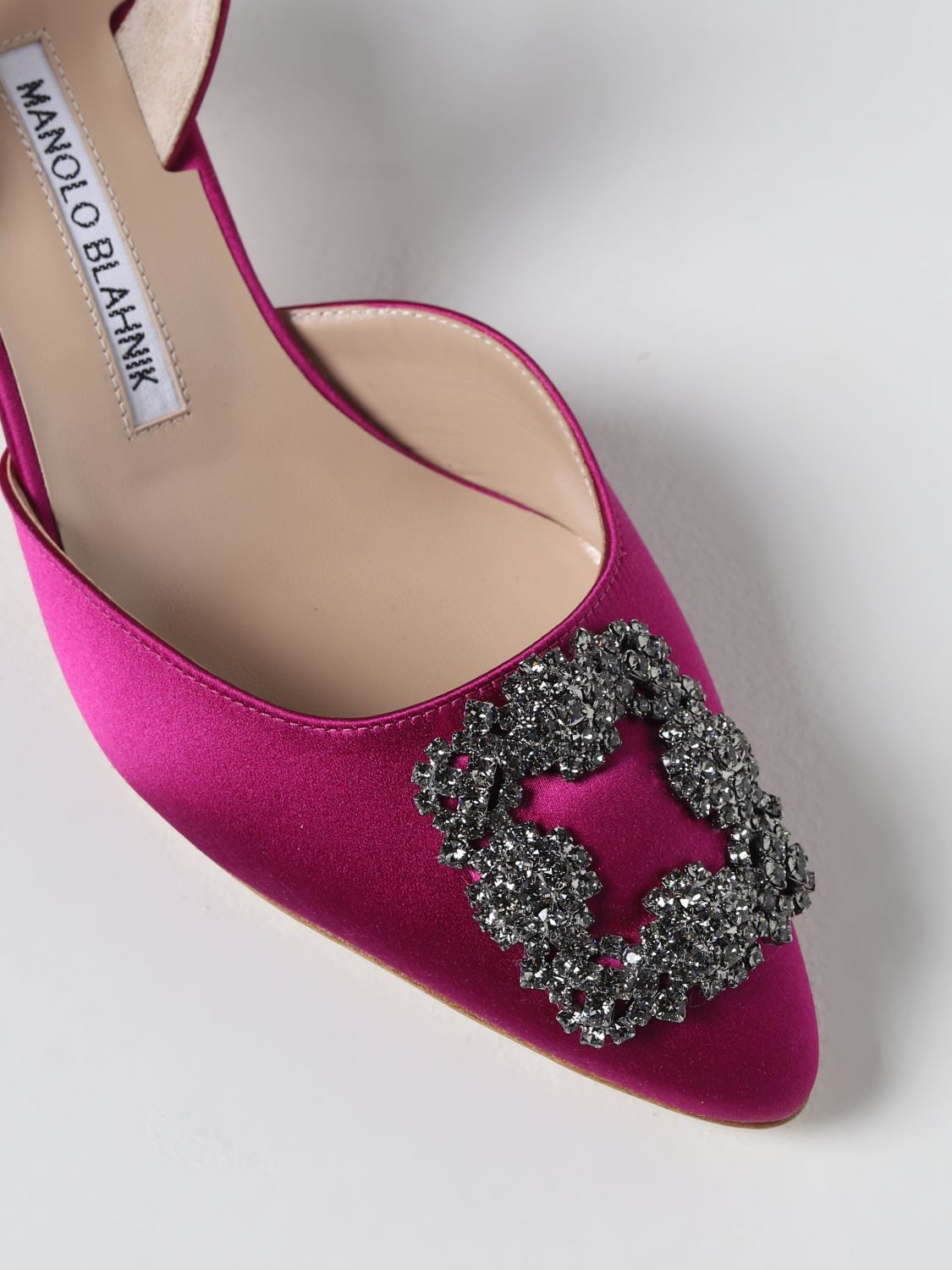 MANOLO BLAHNIK: satin slingbacks - Fuchsia | Manolo Blahnik high