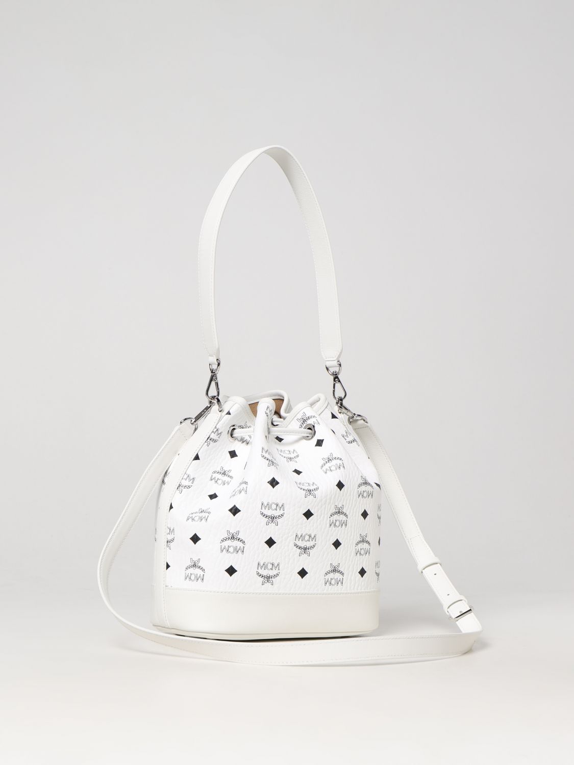MCM: shoulder bag for woman - White  Mcm shoulder bag MWDCSDU02 online at