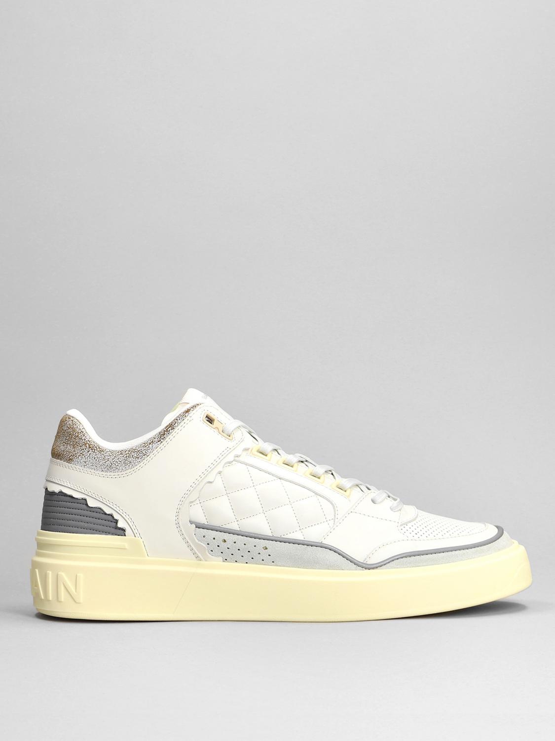 Shop Balmain Leather Sneakers In White