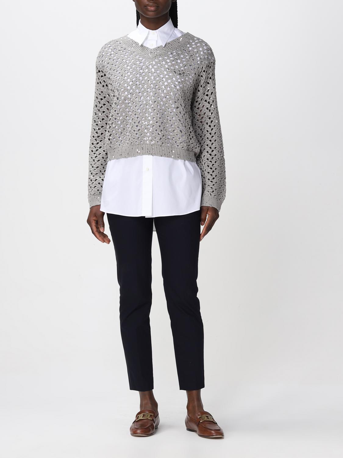 BRUNELLO CUCINELLI: sweater for woman - Grey | Brunello Cucinelli ...