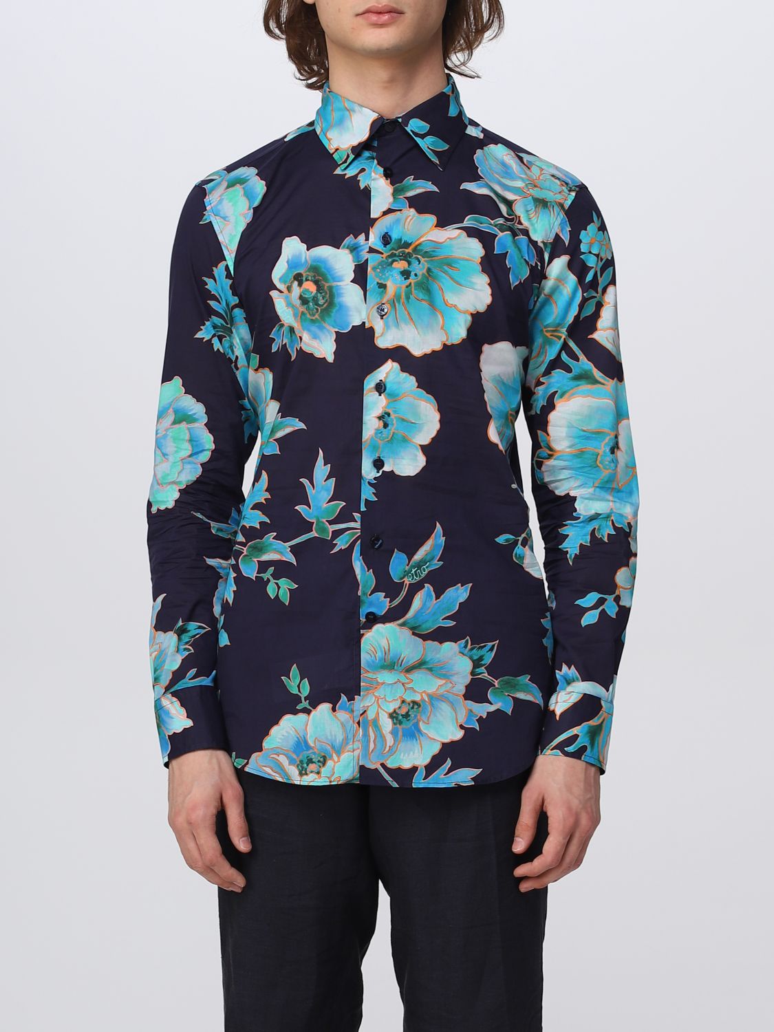 Camicia Etro: Camicia Etro in cotone con stampa floreale blue 1