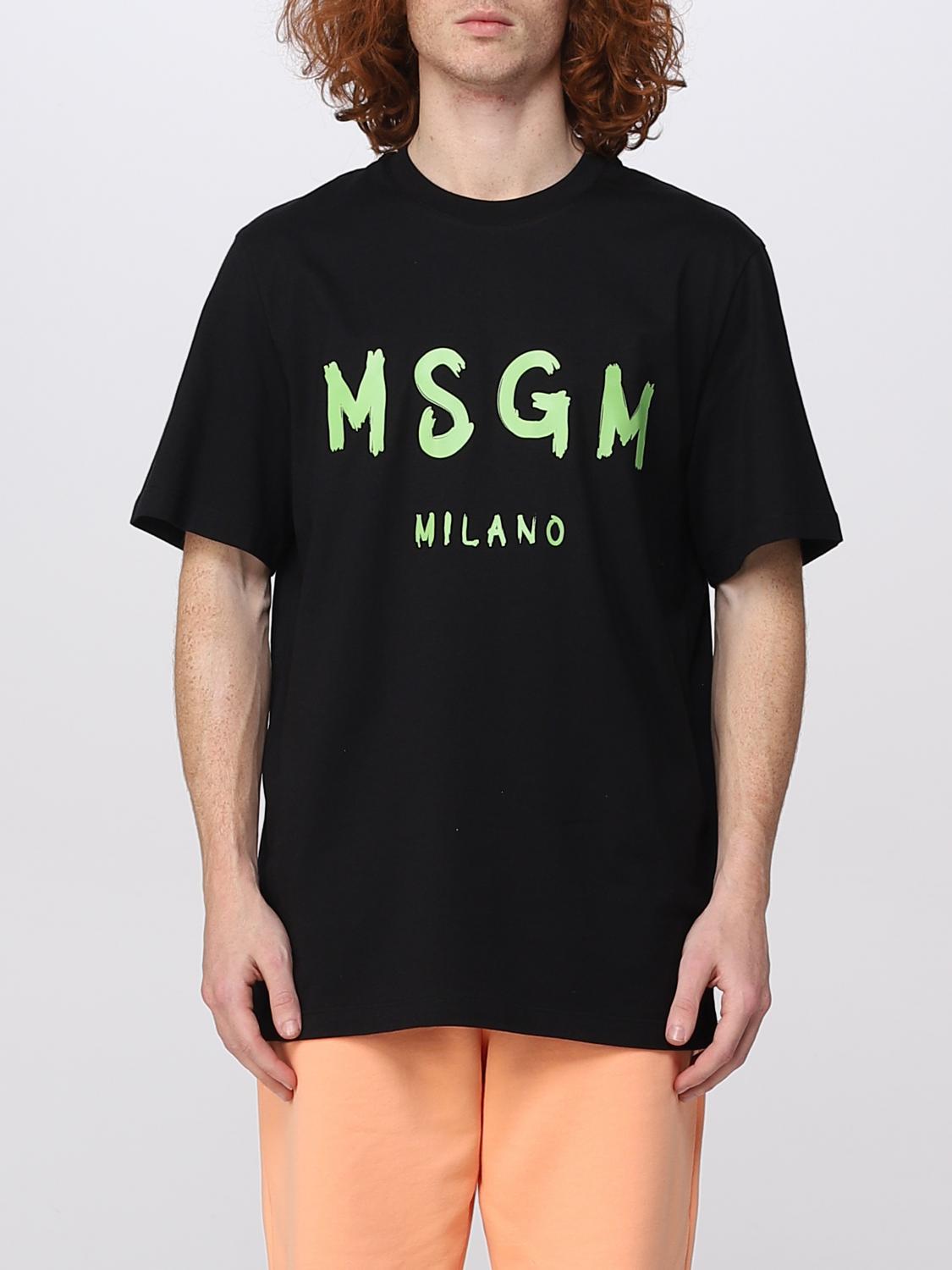 Msgm Logo Print T-shirt In Black