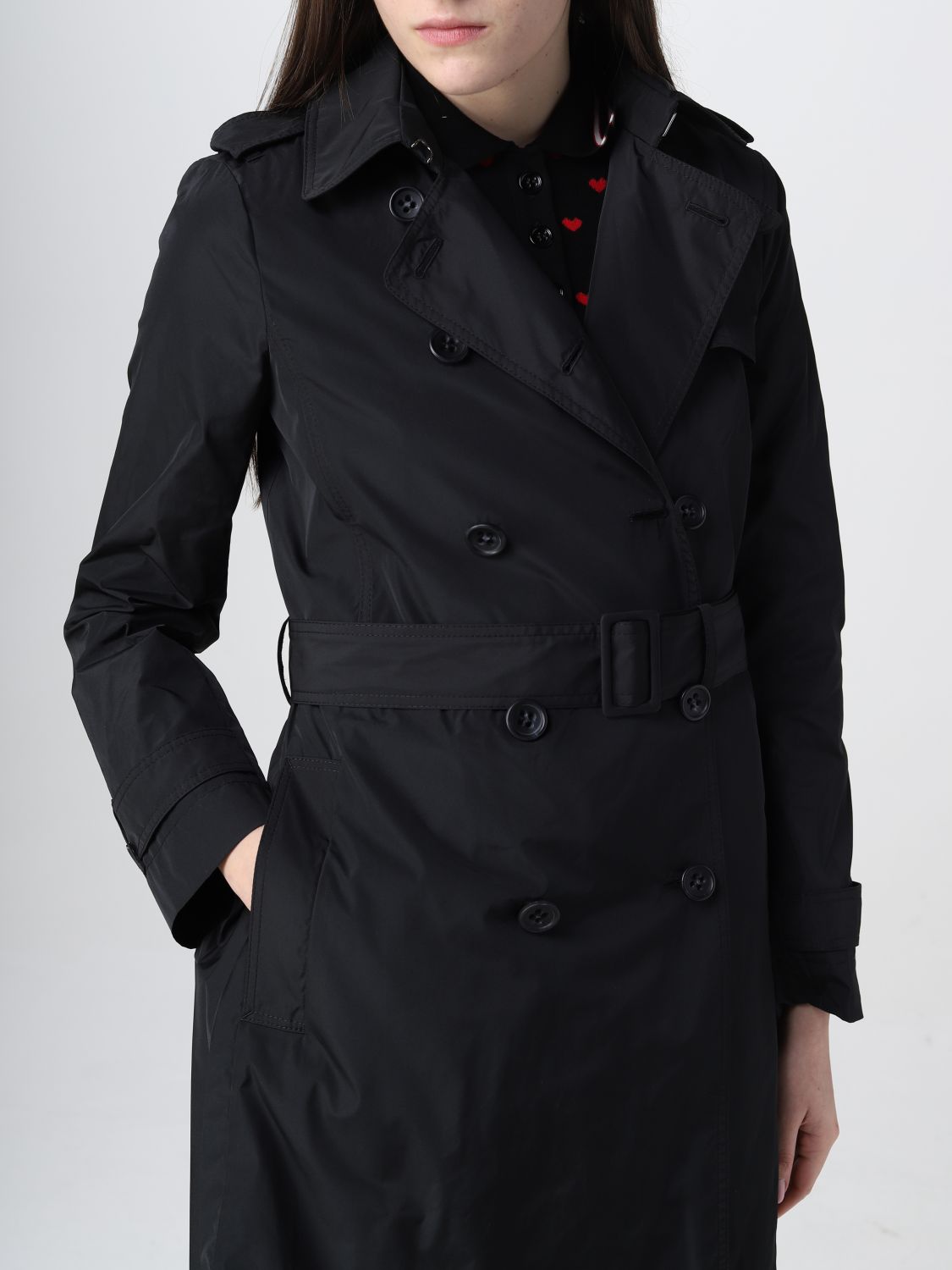 RED VALENTINO: trench coat for woman - Black | Red Valentino trench ...