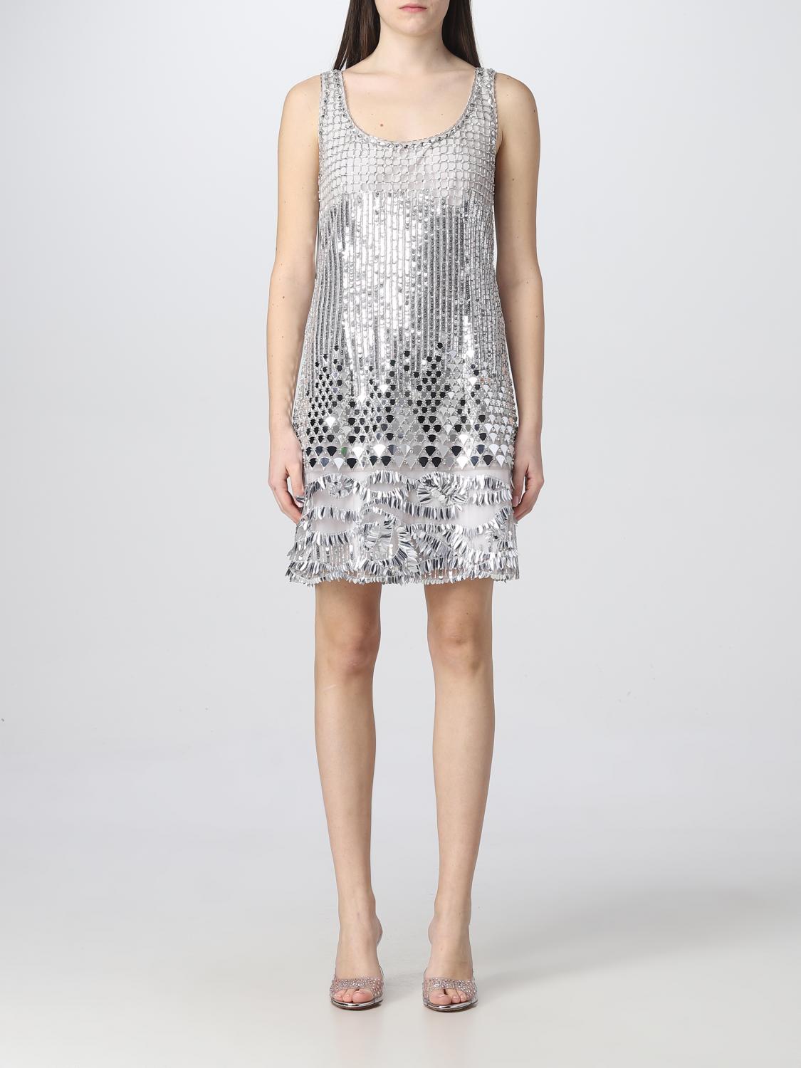 Alberta Ferretti Alberta Ferreti Silver Sequins Mini Dress In Silver
