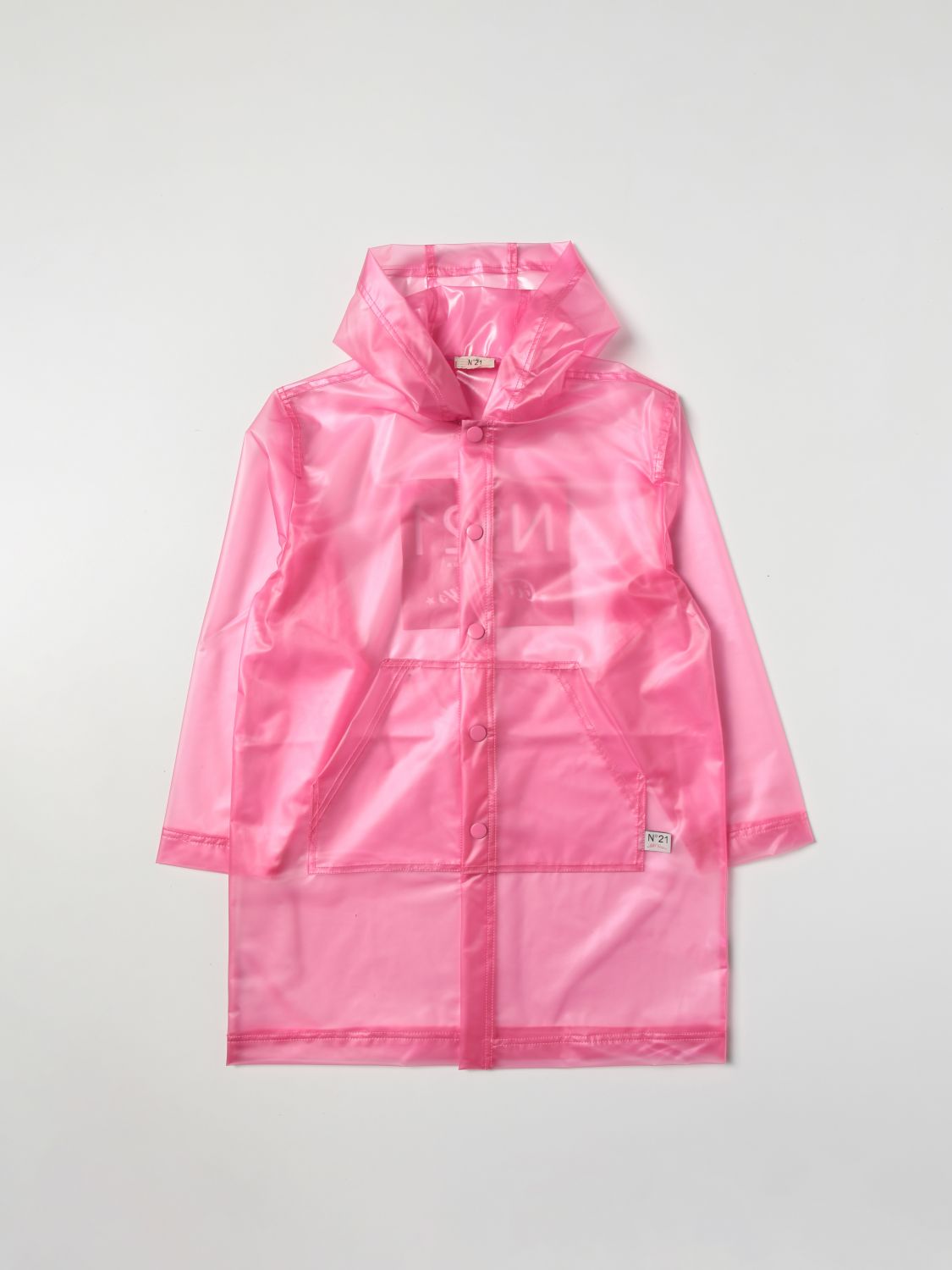 N°21 Kids' Logo-print Hooded Rain Coat In Pink
