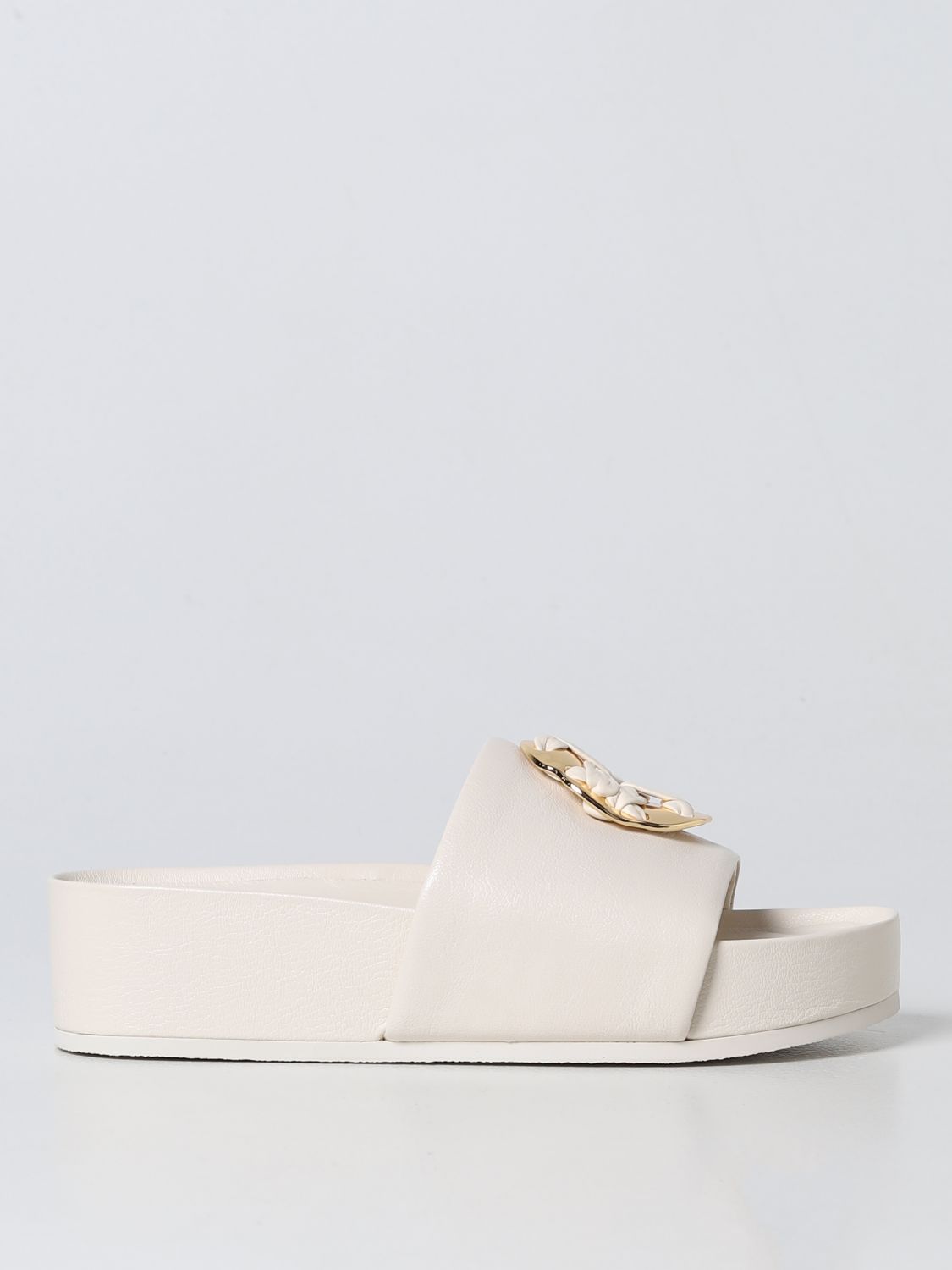TORY BURCH: flat sandals for woman - Cream | Tory Burch flat sandals 144147  online on 