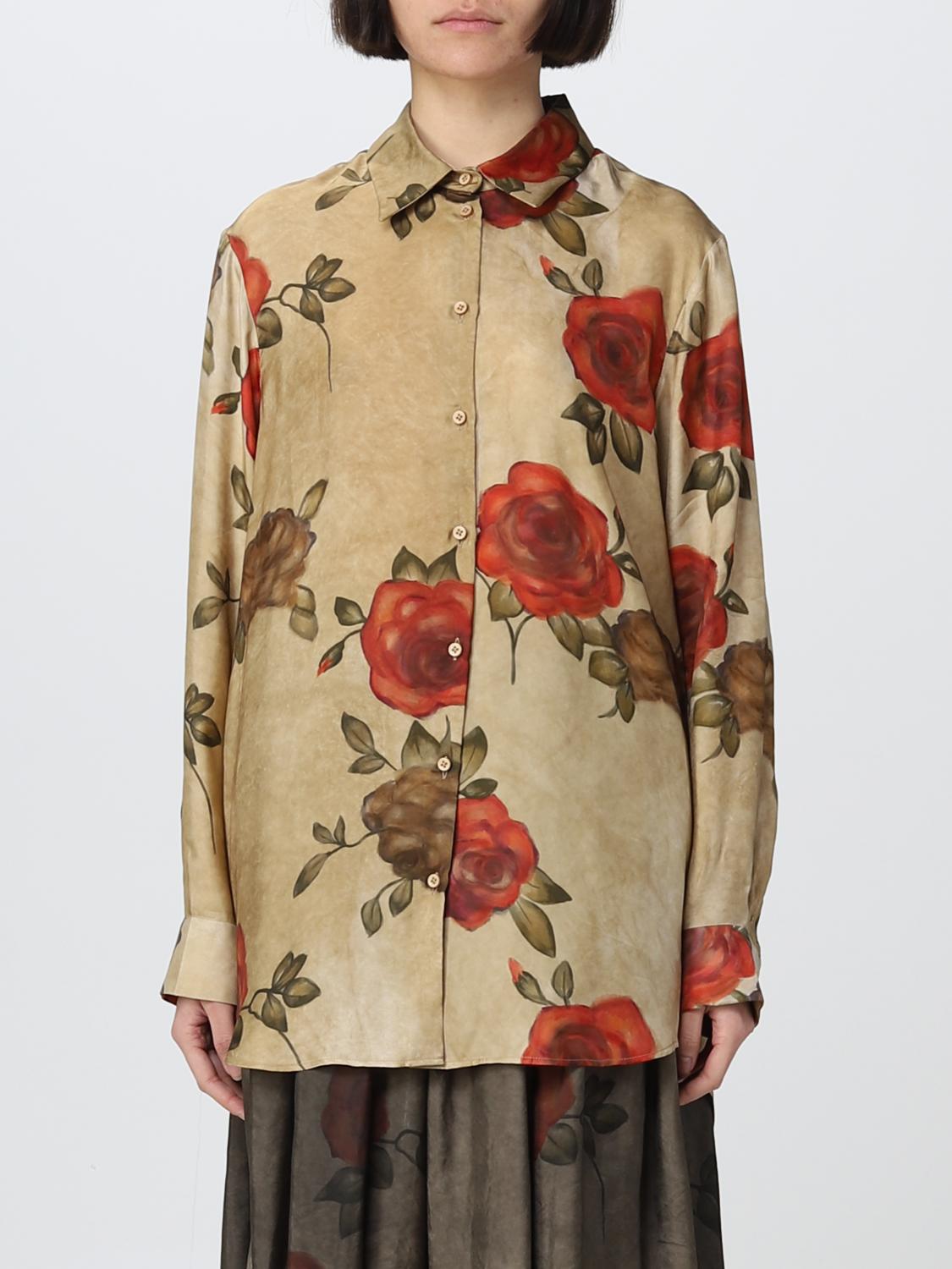 Uma Wang Floral Printed Buttoned Blouse In Brown