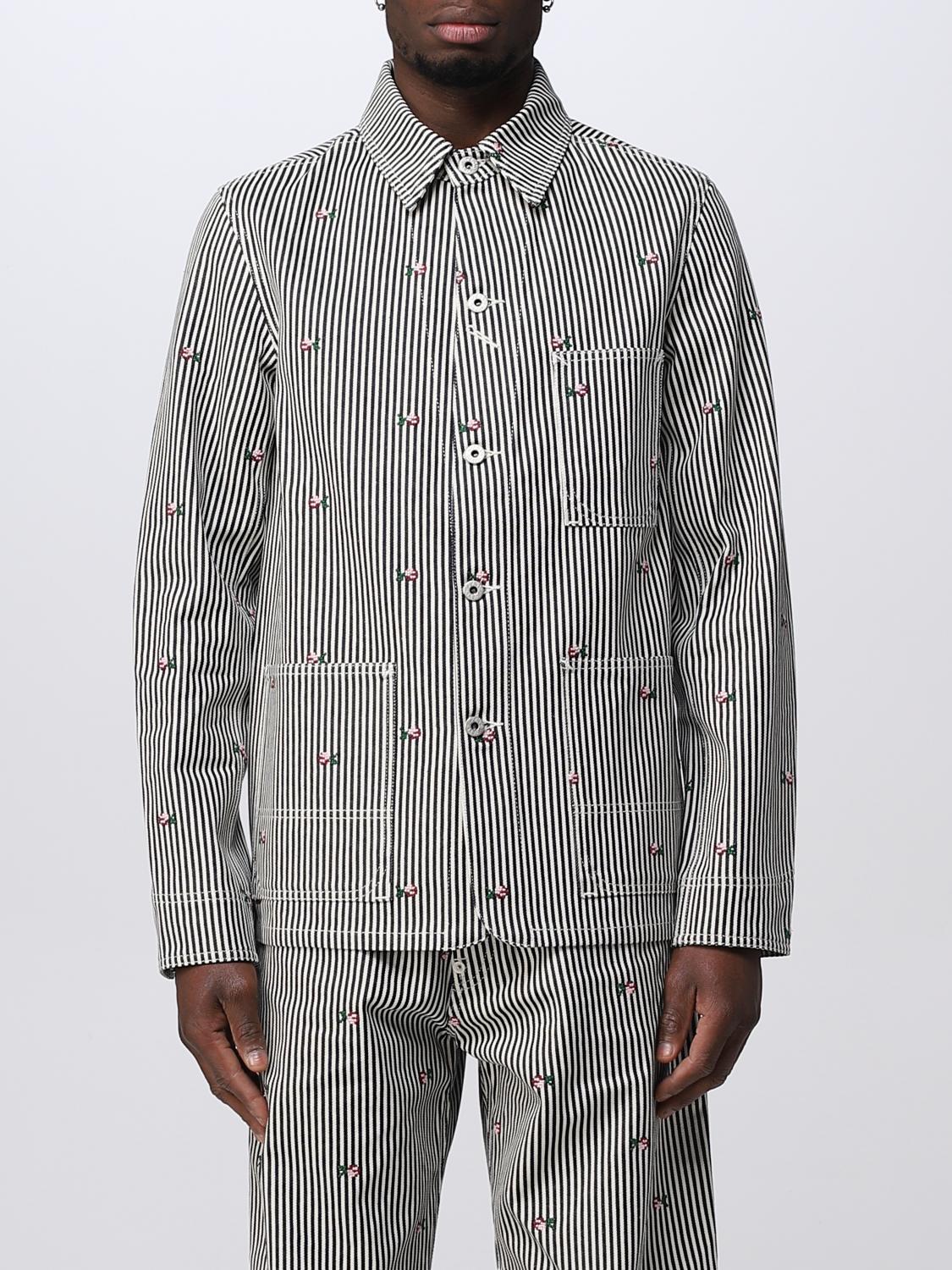 Kenzo Rinse Striped Workwear Denim Jacket In Denim