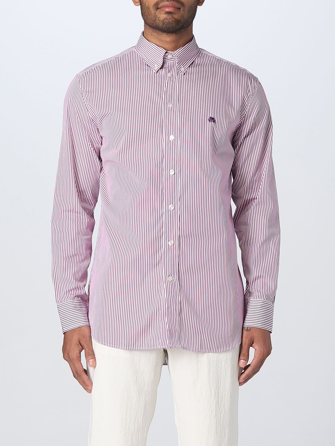 Camicia Etro: Camicia Etro a righe in cotone rosa 1