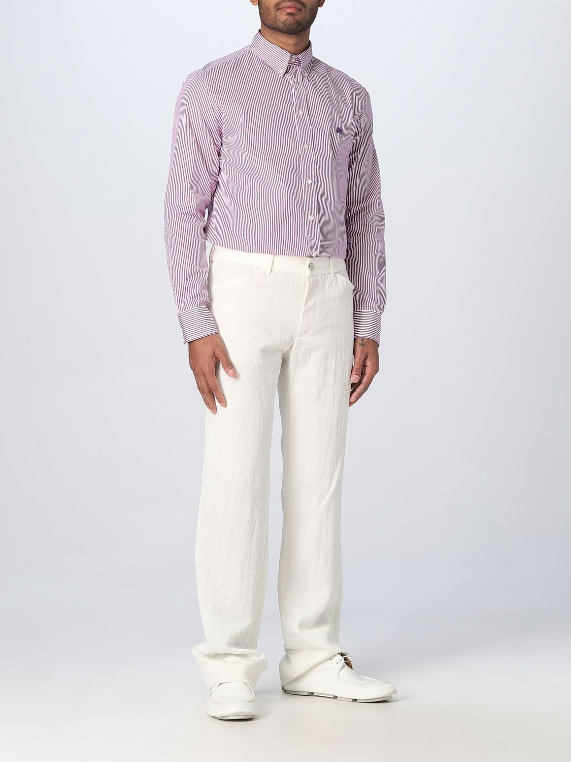 Camicia Etro: Camicia Etro a righe in cotone rosa 2