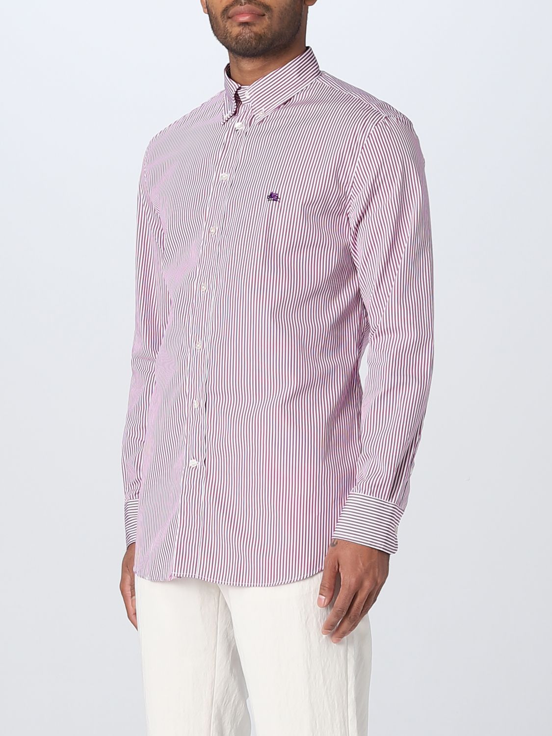 Camicia Etro: Camicia Etro a righe in cotone rosa 4