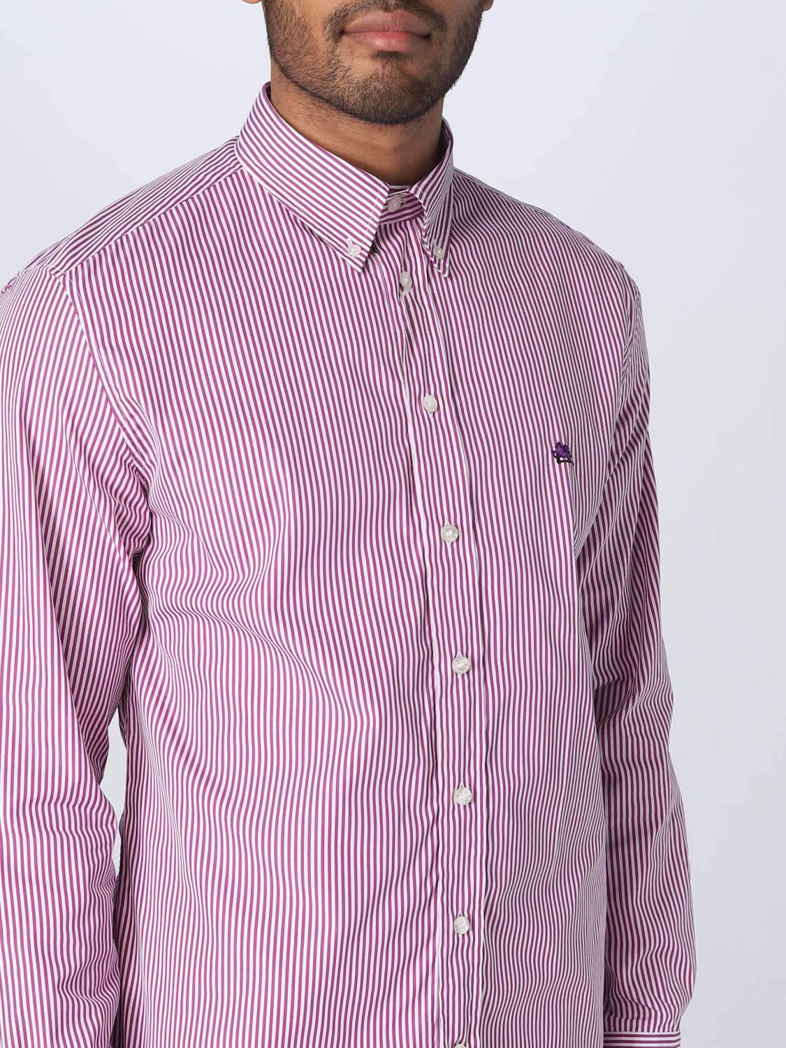 Camicia Etro: Camicia Etro a righe in cotone rosa 5