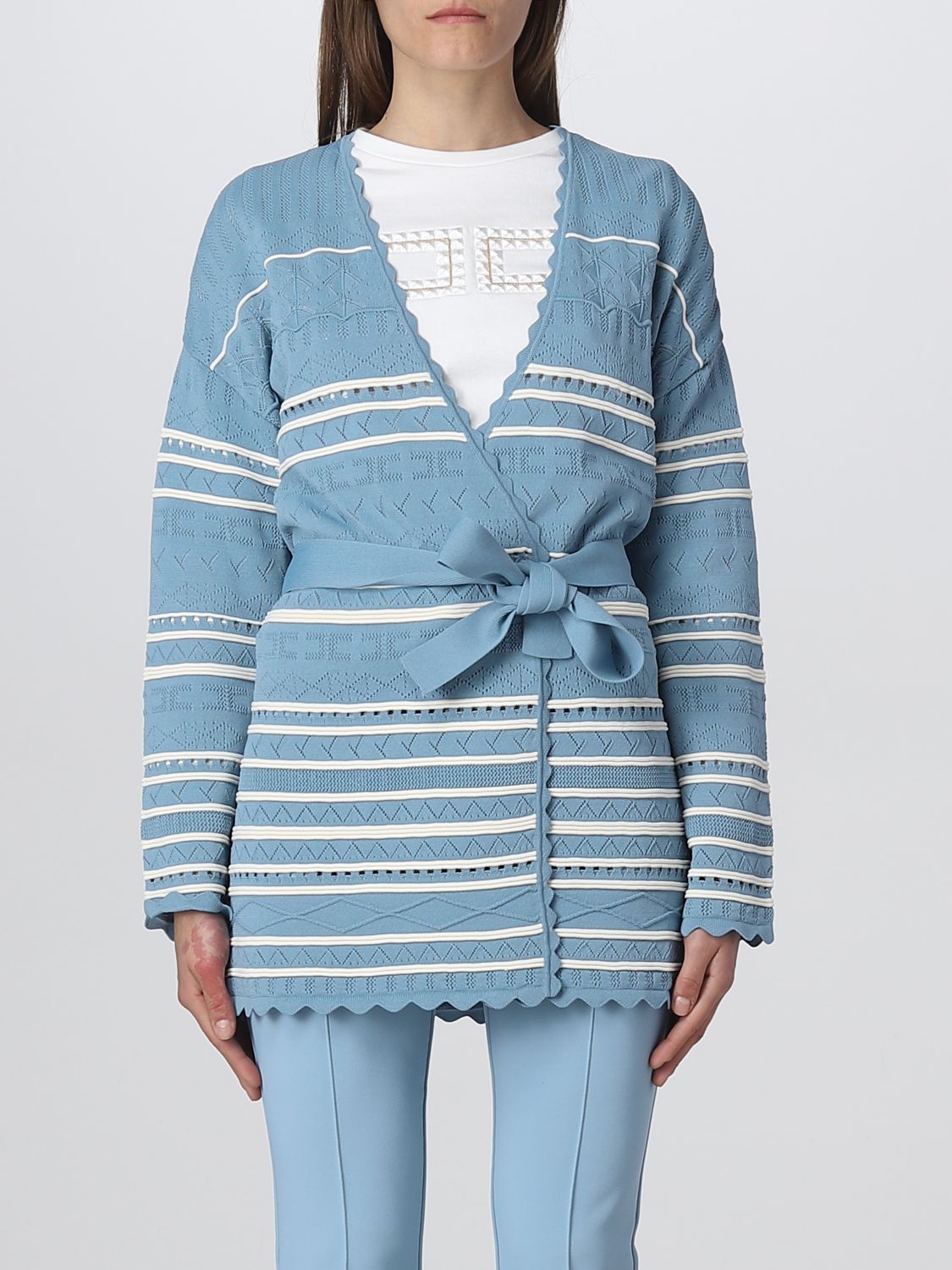 ELISABETTA FRANCHI: cardigan in crochet - Avion | Elisabetta