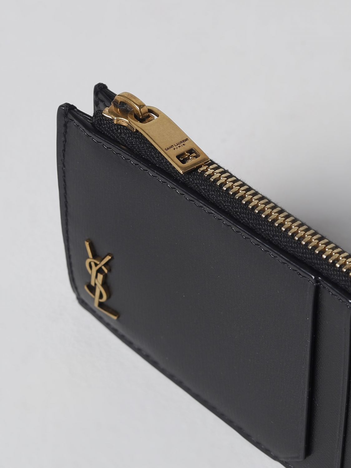 Tiny Cassandre Zipped Cardholder in Black - Saint Laurent