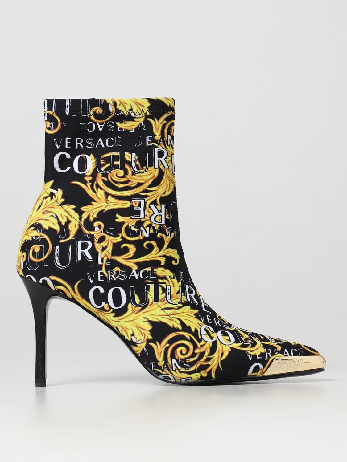 VERSACE JEANS COUTURE ANKLE BOOTS IN PRINTED LYCRA,D90694002