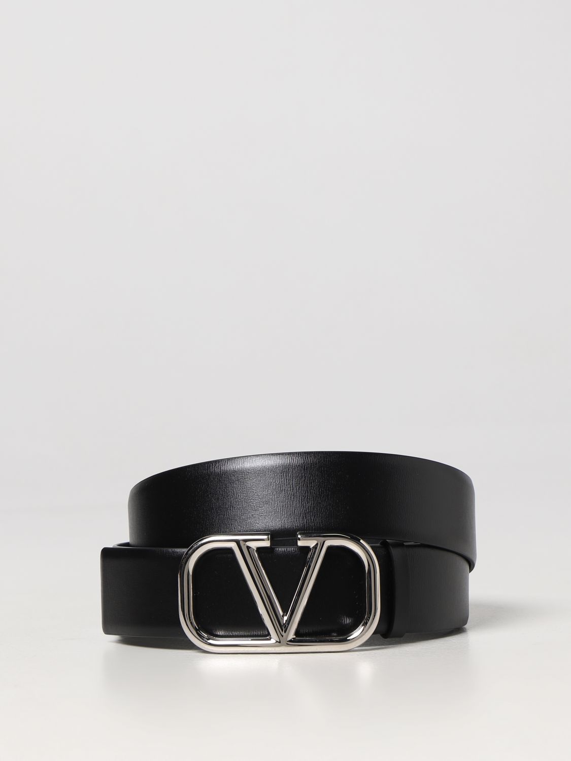 Valentino Garavani VLogo Signature Leather Belt - Black for Men