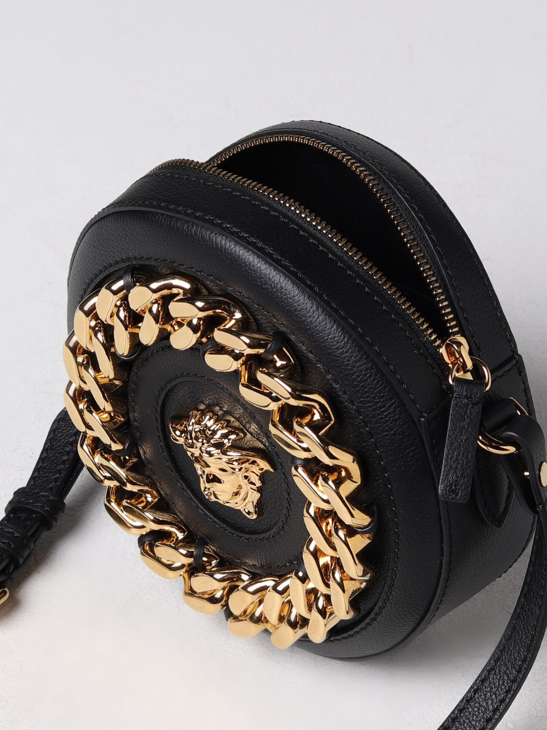 VERSACE: La Medusa bag in micro grain leather - Black