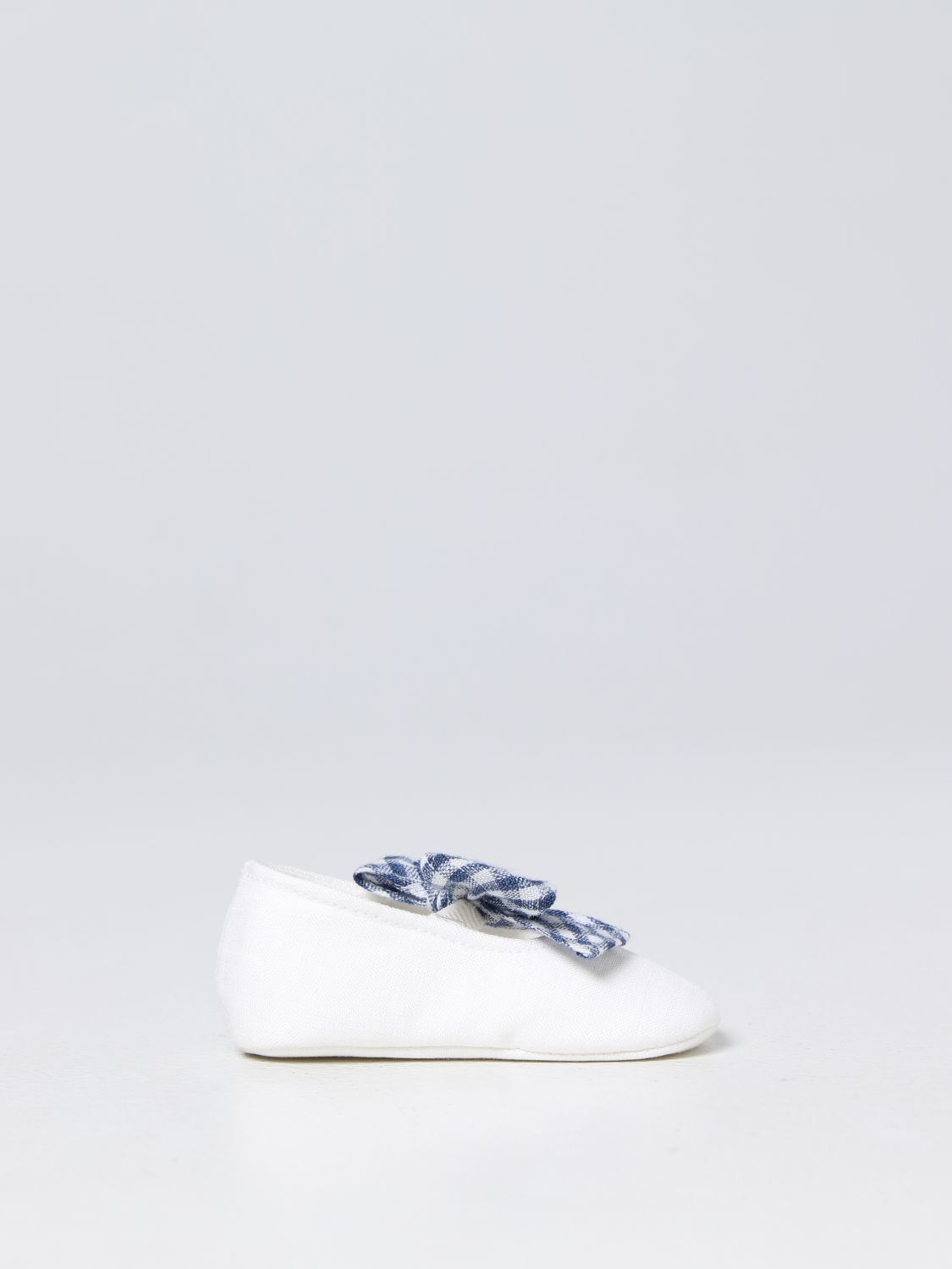 Il Gufo Babies' Gingham Bow Ballerina Pumps In Blue