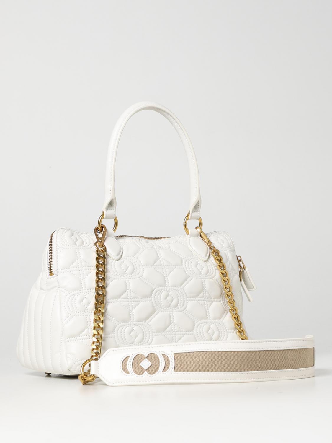 Borse a tracolla La Carrie: Borsa Touchy La Carrie in pelle con logo embossed bianco 2