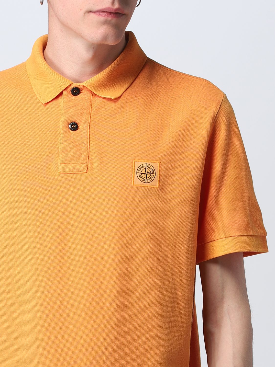 STONE ISLAND: polo shirt - Orange | Stone Island polo shirt 10152SC67 on GIGLIO.COM